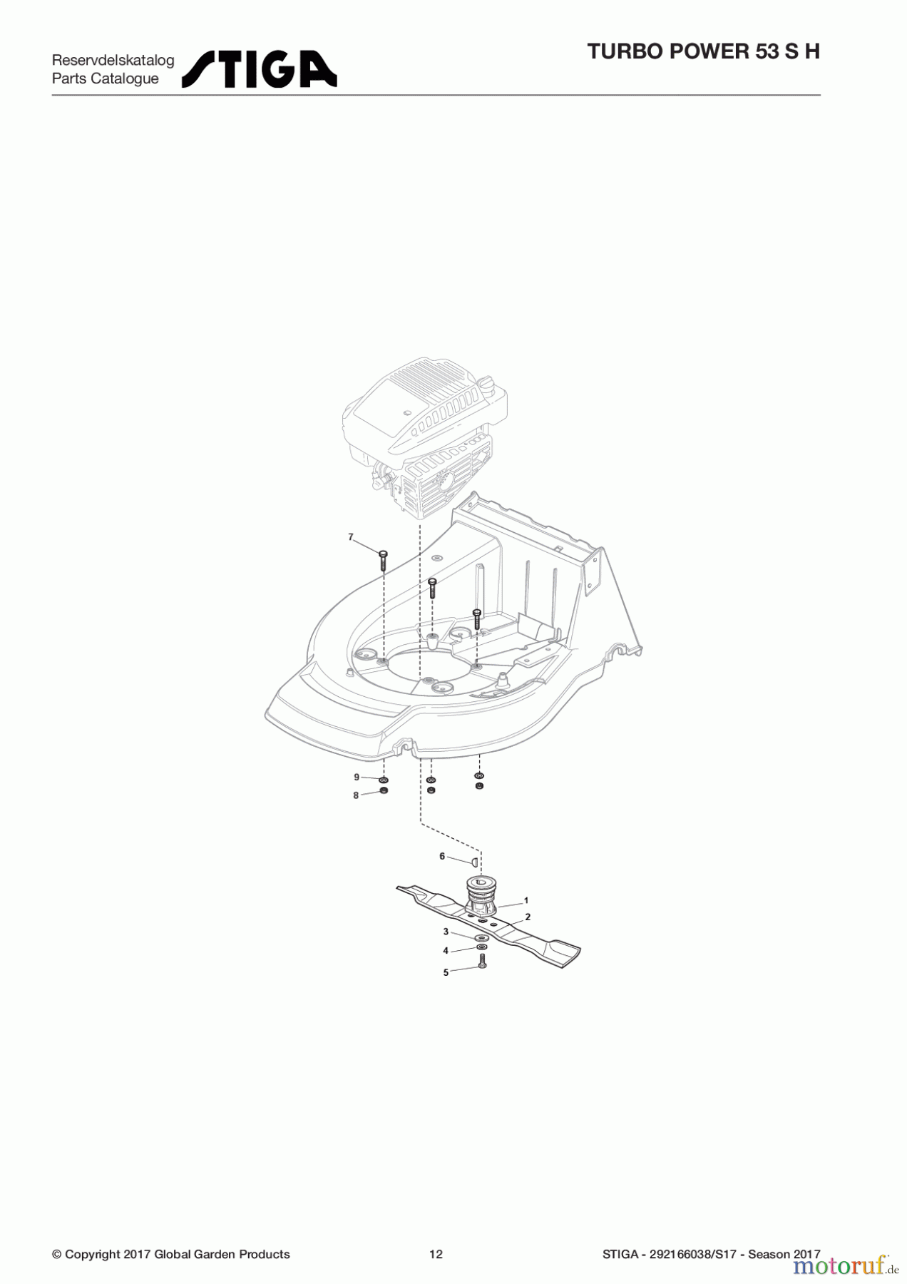 Stiga Rasenmäher Baujahr 2017 Benzin Mit Antrieb 2017 TURBO POWER 53 S H 292166038/S17 - Season 2017 Blade