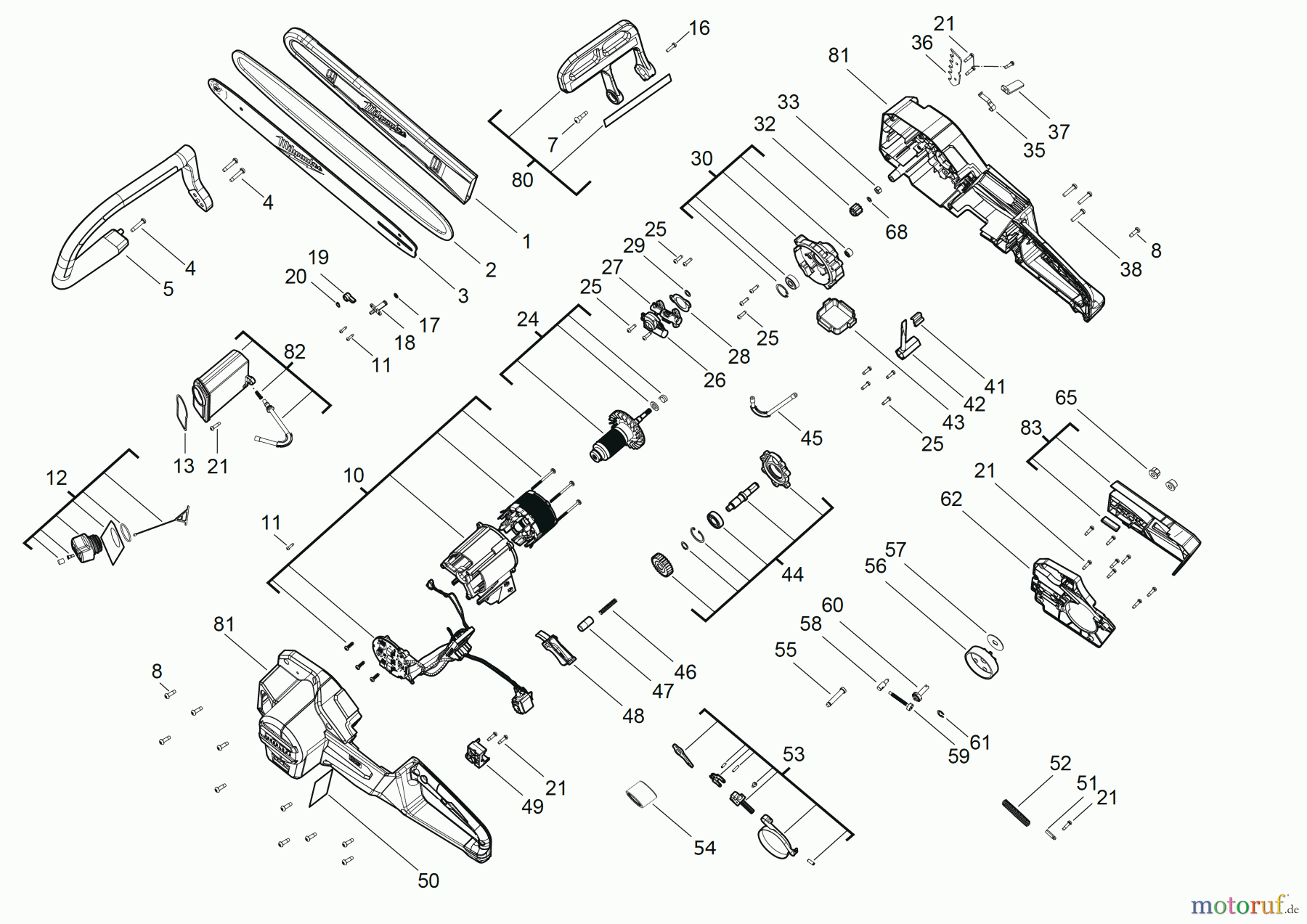 Milwaukee Akku-Geräte Sägen und Trennen Kettensägen M18 FCHS AKKU-KETTENSÄGE 40-CM-SCHWERT Seite 1