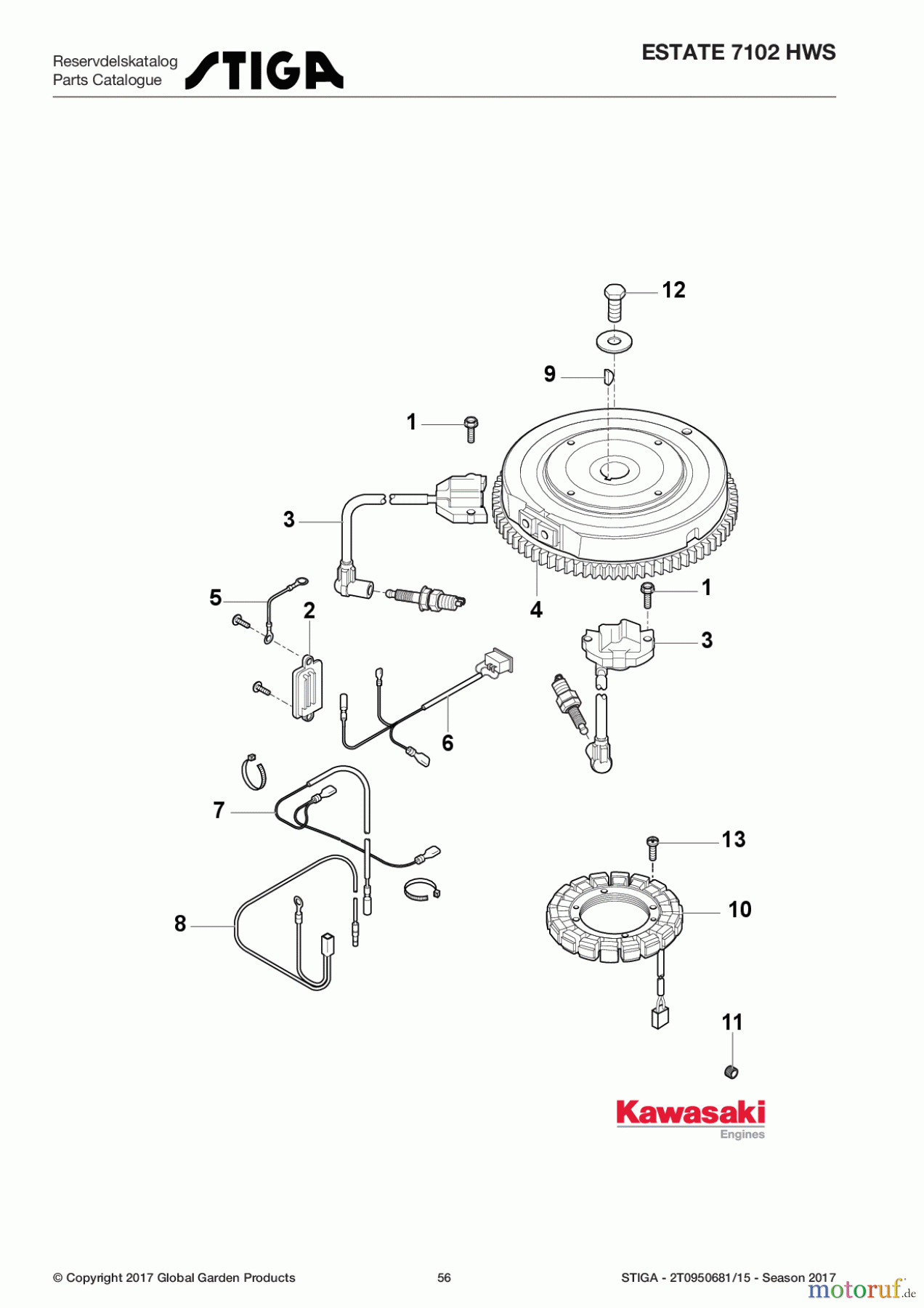 Stiga Aufsitzmäher Baujahr 2017 ESTATE 7102 HWS 2T0950681/15 - Season 2017 Electric-Equipment