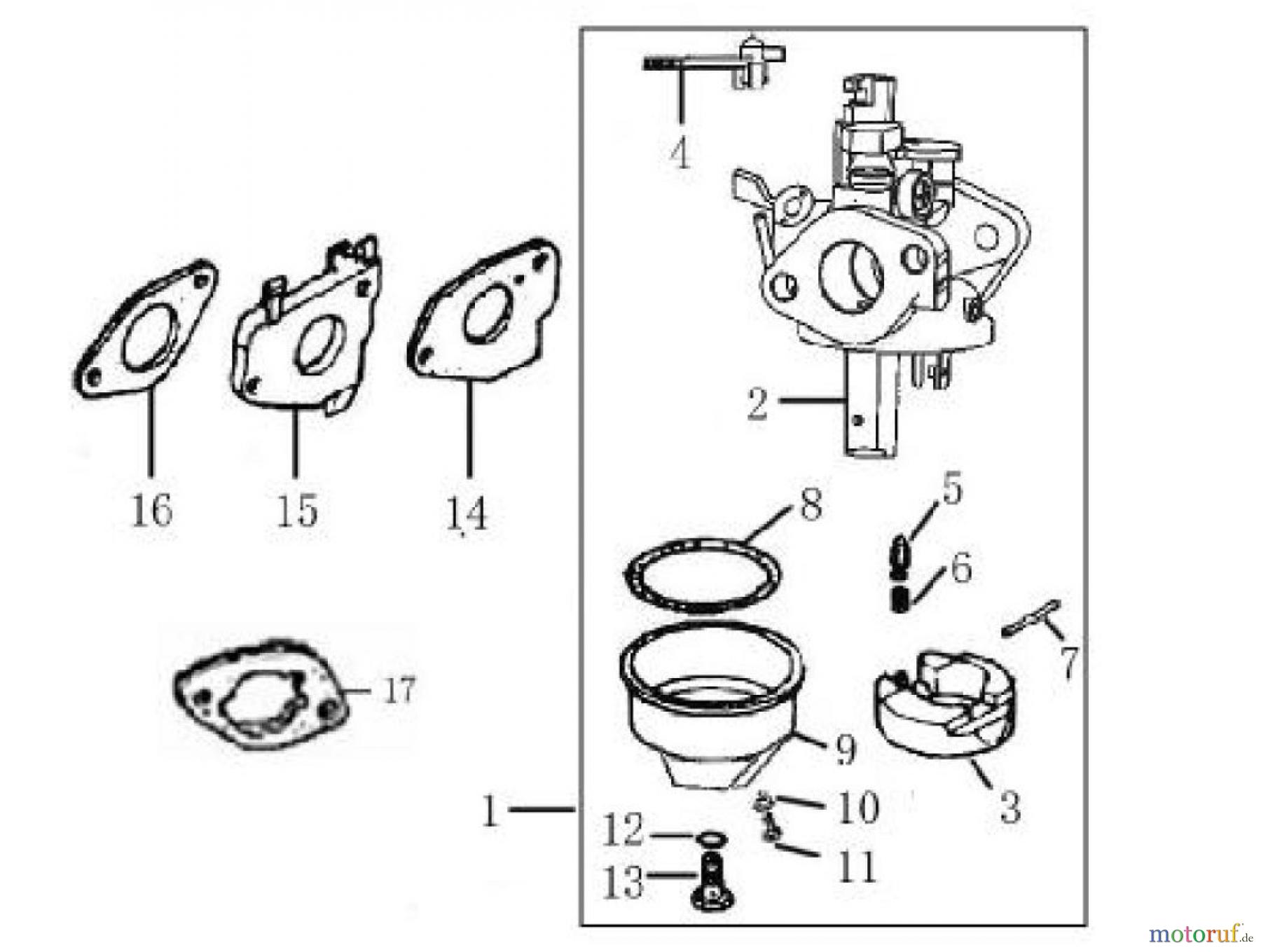  LONCIN Motoren LC175F, LC175FD, LC180F, LC180FD Vergaser