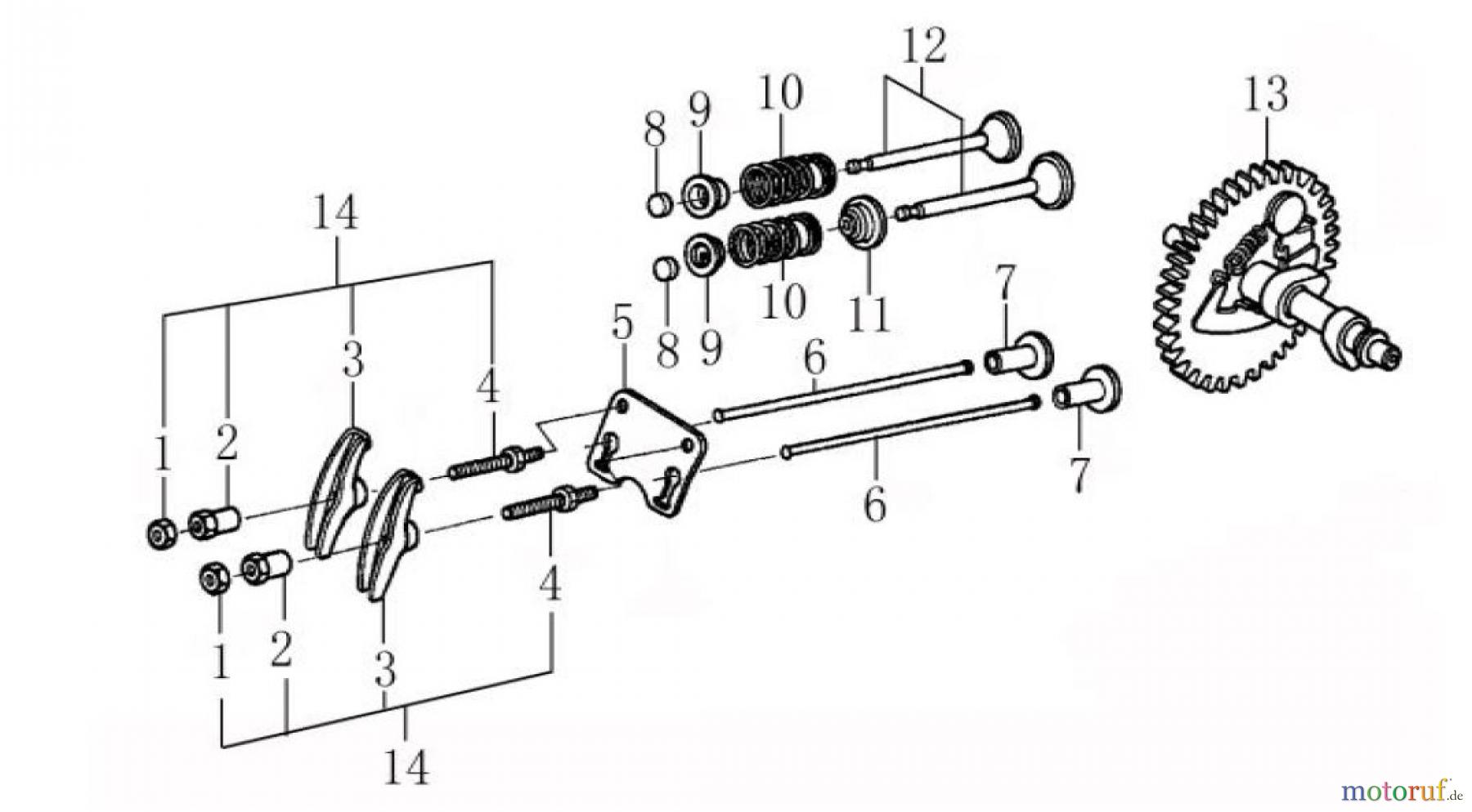 LONCIN Motoren LC165F, LC165FD, LC170F, LC170FD Nockenwelle, Ventile