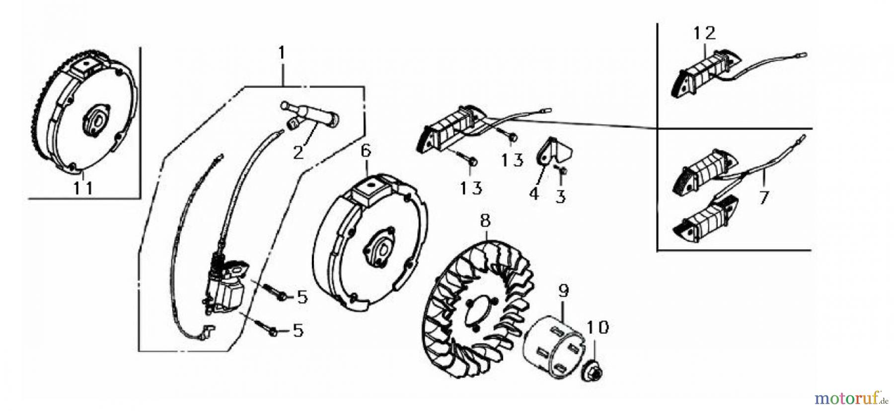  LONCIN Motoren LC165F, LC165FD, LC170F, LC170FD Schwungrad, Zündspule