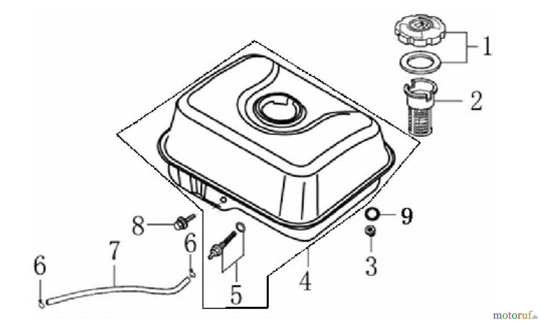 LONCIN Motoren LC168F(D)-1、LC168F(D)-2、LC168F(D)-1B、LC168F(D)-2B、LC168F(D)-1C、LC168F(D)-2C、G160F(D)、G200F(D)、G160F(D)-B、G200F(D)-B、G160F(D)-C、G200F(D)-C Benzintank
