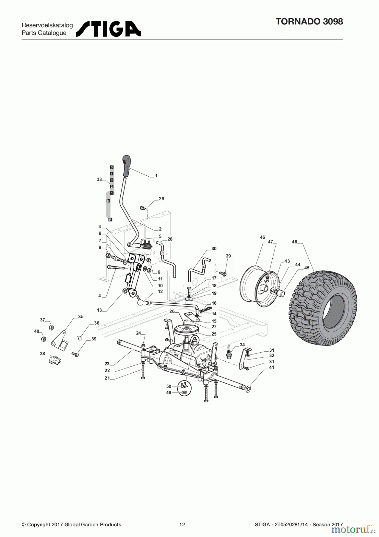 Stiga Aufsitzmäher Baujahr 2017 TORNADO 3098 2T0520281/14 - Season 2017 Transmission