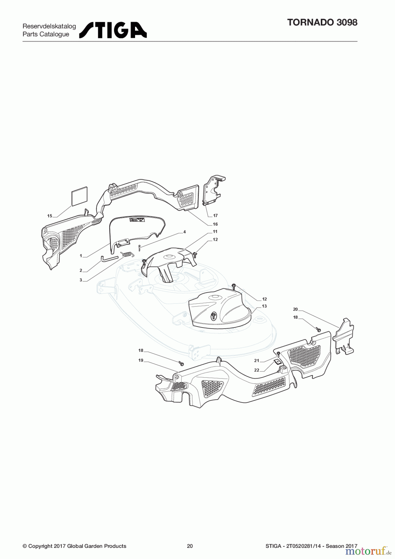 Stiga Aufsitzmäher Baujahr 2017 TORNADO 3098 2T0520281/14 - Season 2017 Guards