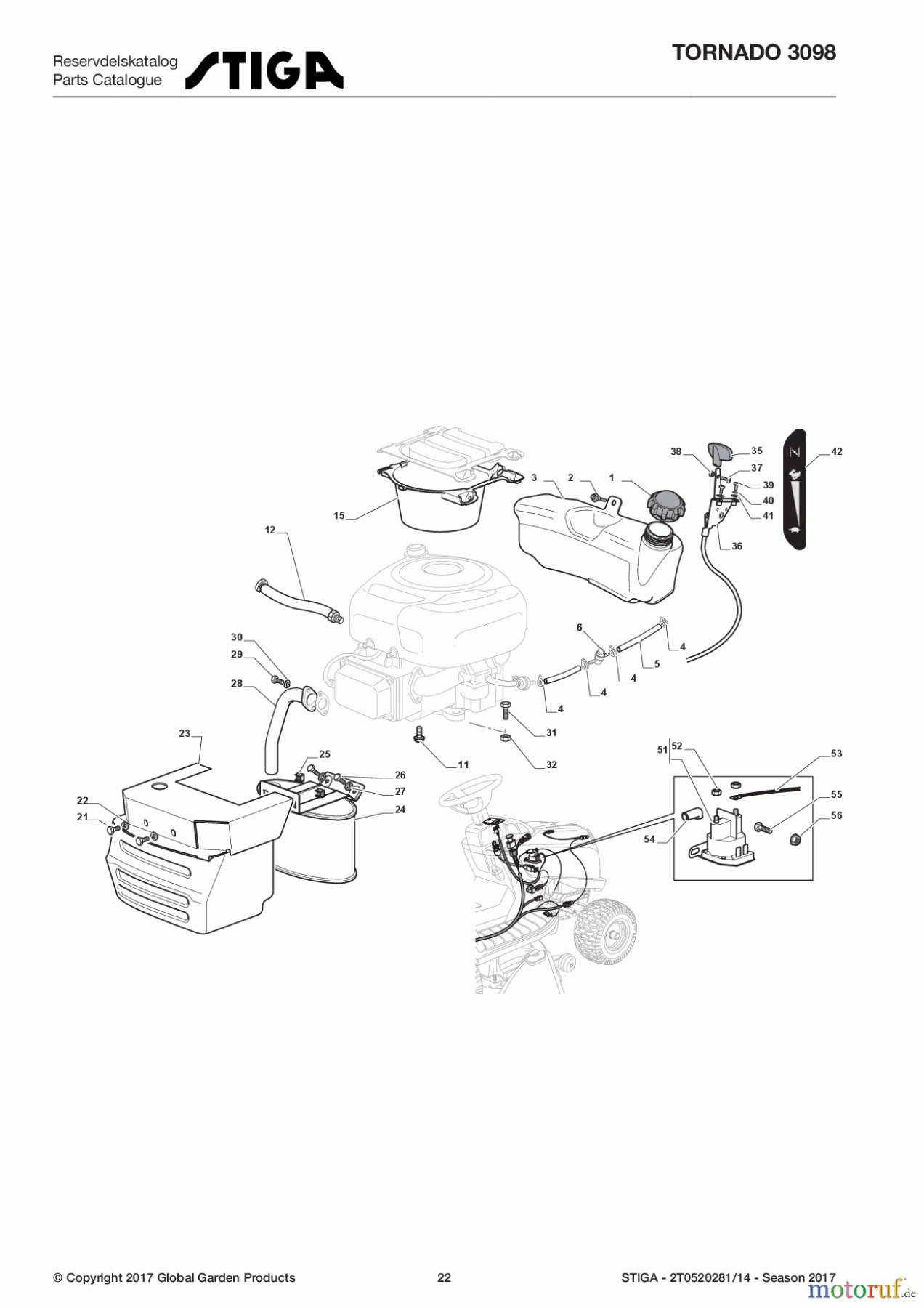 Stiga Aufsitzmäher Baujahr 2017 TORNADO 3098 2T0520281/14 - Season 2017 Engine - B&S
