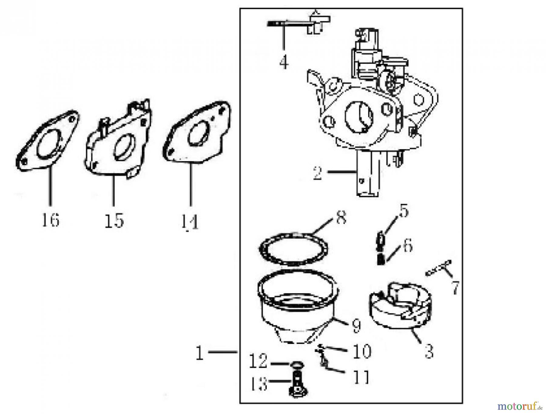 LONCIN Motoren G340F, G340FD, G390F, G390FD, G420F, G420FD Vergaser