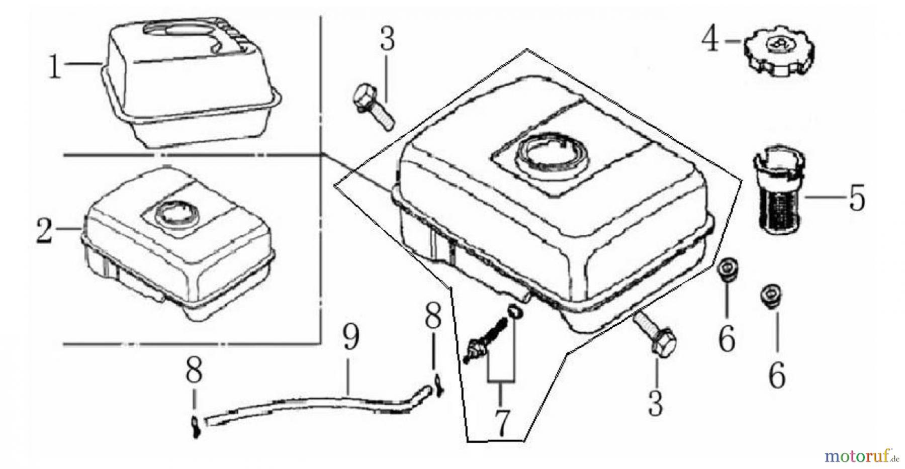 LONCIN Motoren G340F, G340FD, G390F, G390FD, G420F, G420FD Tank