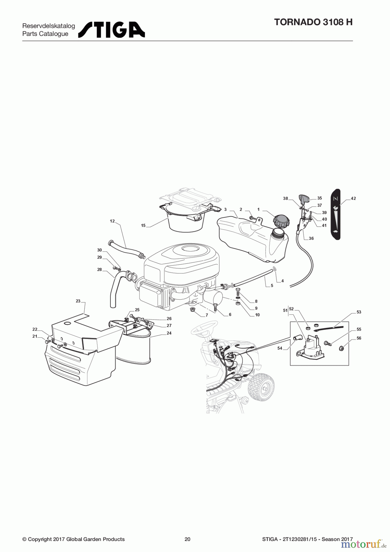  Stiga Aufsitzmäher Baujahr 2017 TORNADO 3108 H 2T1230281/15 - Season 2017 Engine - B&S
