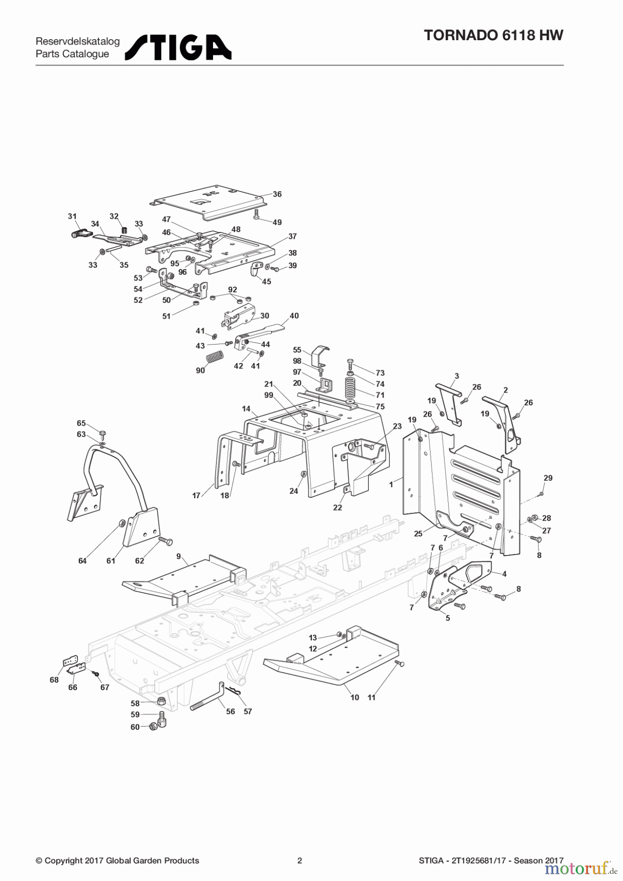  Stiga Aufsitzmäher Baujahr 2017 TORNADO 6118 HW 2T1925681/17 - Season 2017 Chassis