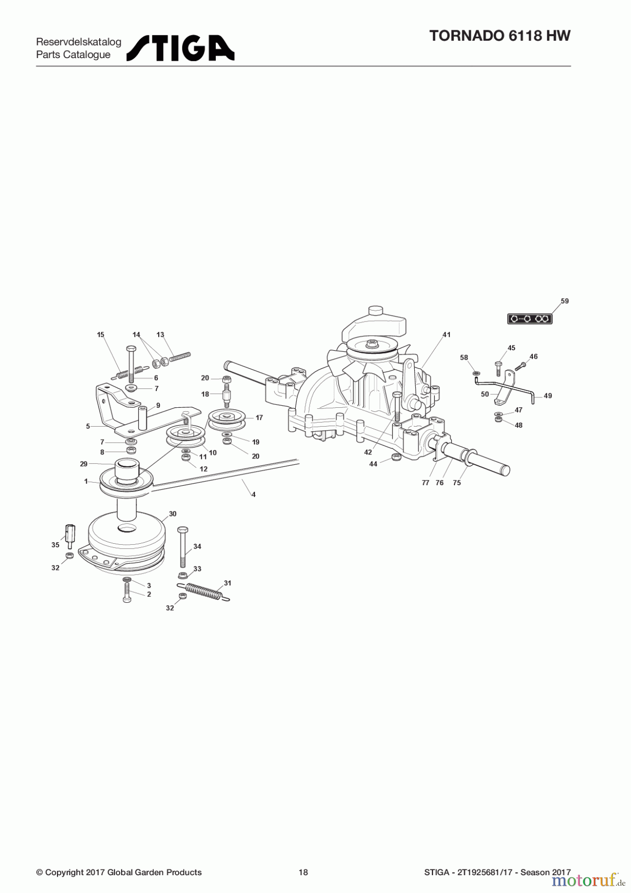  Stiga Aufsitzmäher Baujahr 2017 TORNADO 6118 HW 2T1925681/17 - Season 2017 Transmission