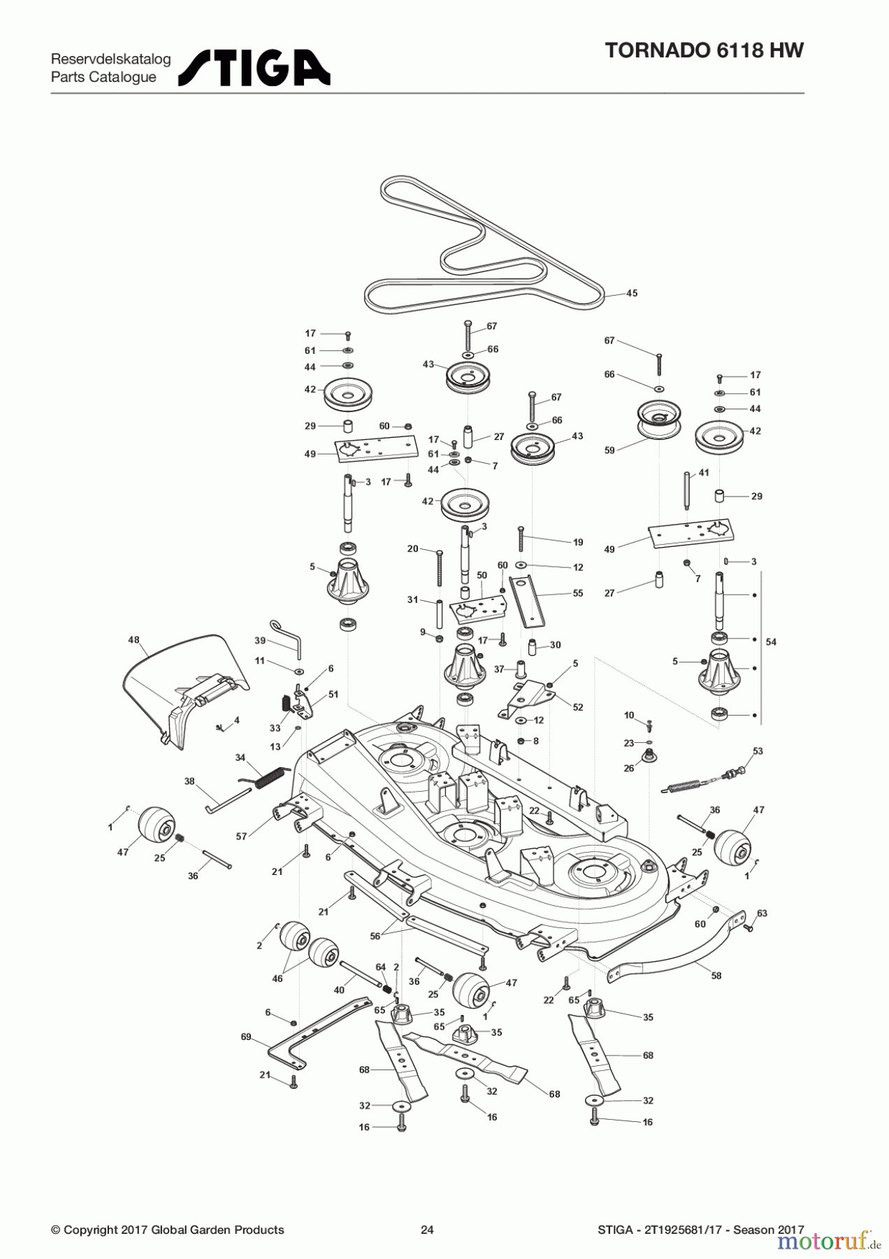  Stiga Aufsitzmäher Baujahr 2017 TORNADO 6118 HW 2T1925681/17 - Season 2017 Cutting Plate
