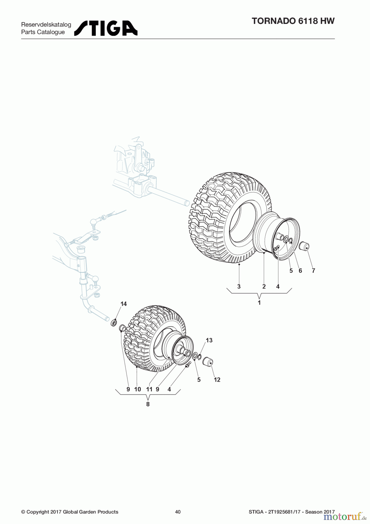 Stiga Aufsitzmäher Baujahr 2017 TORNADO 6118 HW 2T1925681/17 - Season 2017 Wheels