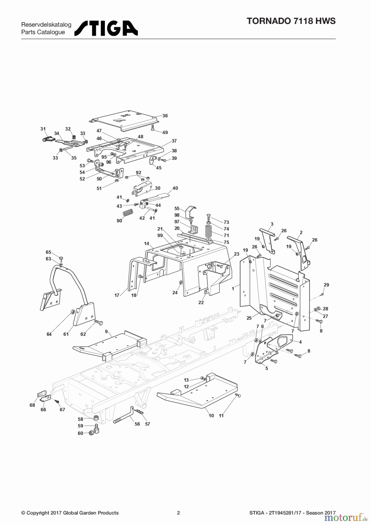  Stiga Aufsitzmäher Baujahr 2017 TORNADO 7118 HWS 2T1945281/17 - Season 2017 Chassis