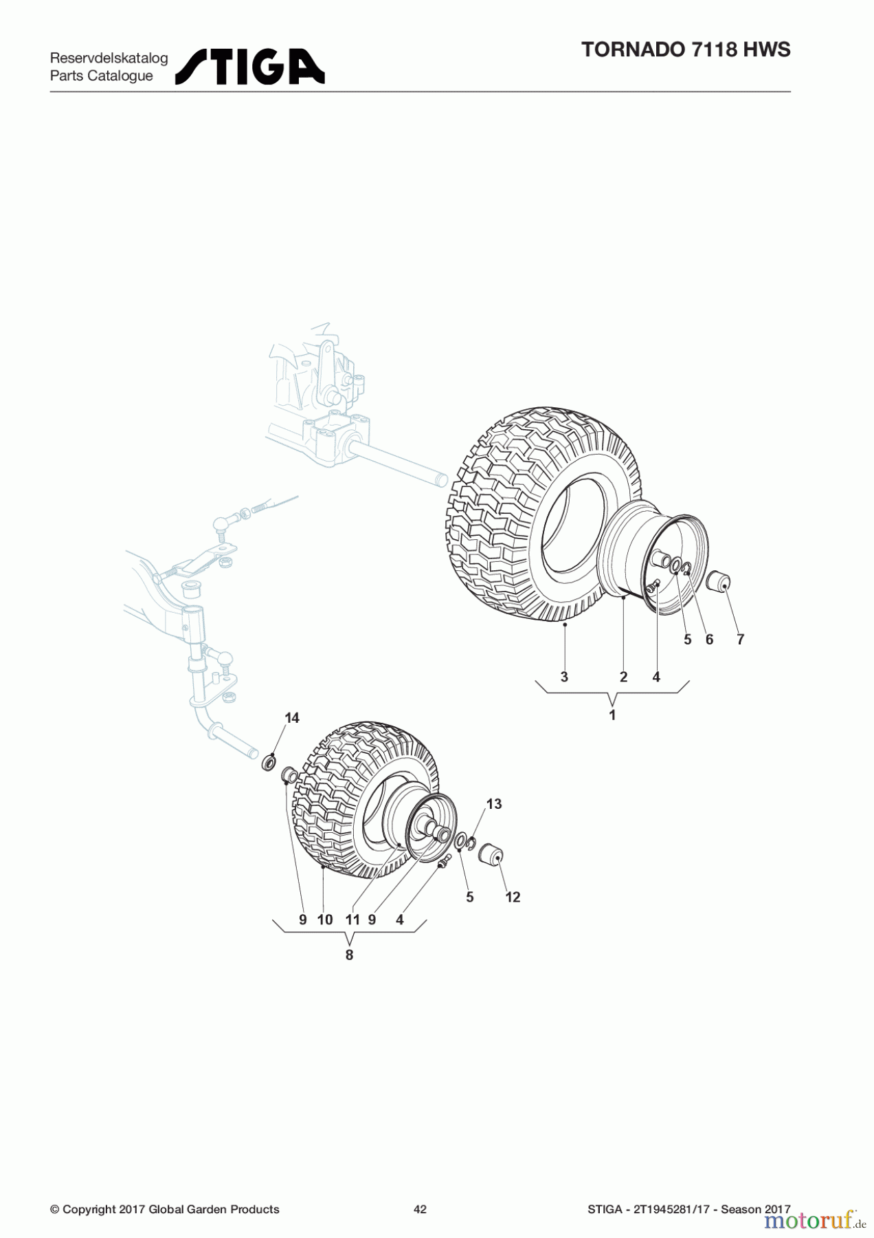  Stiga Aufsitzmäher Baujahr 2017 TORNADO 7118 HWS 2T1945281/17 - Season 2017 Wheels