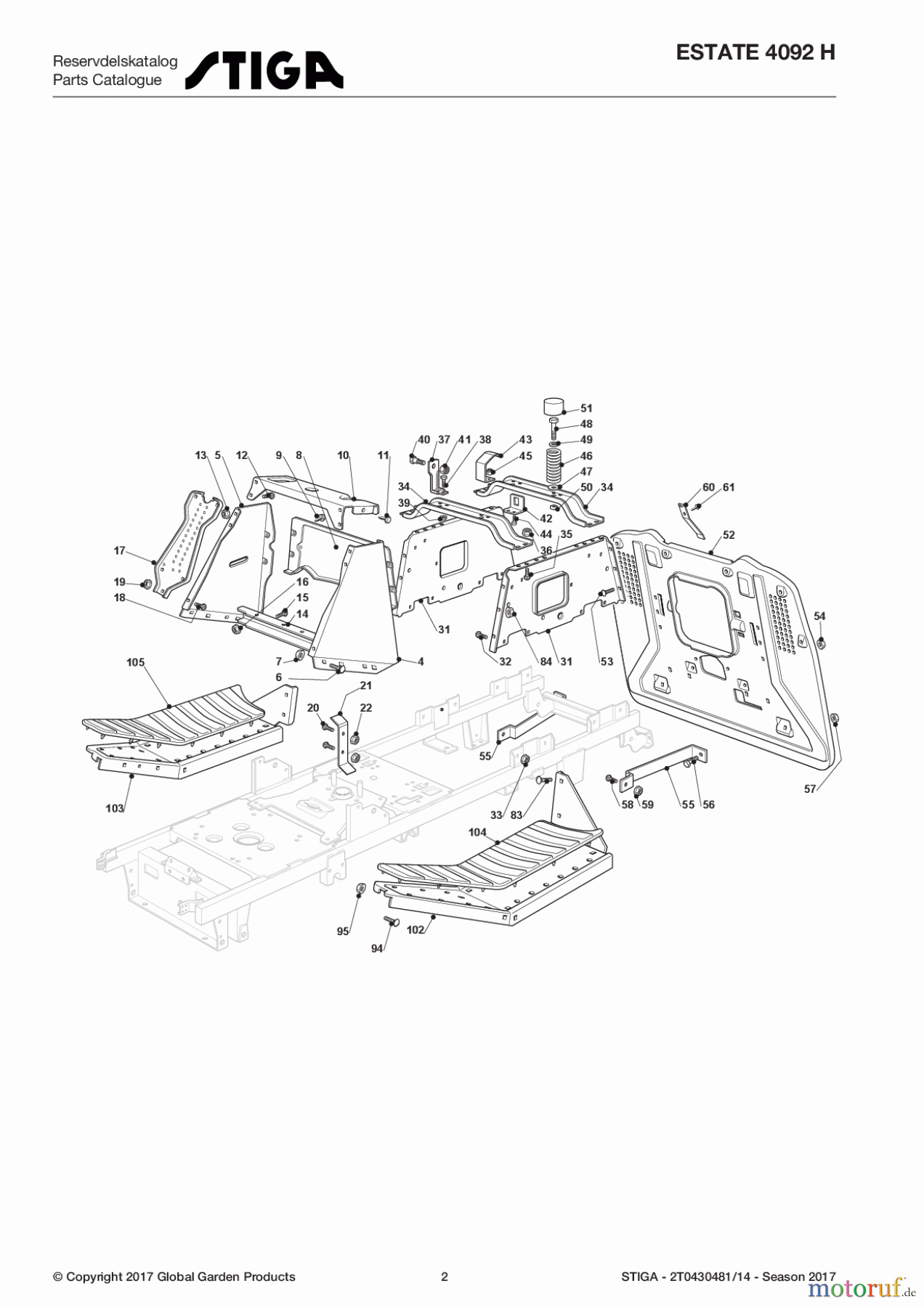 Stiga Aufsitzmäher Baujahr 2017 ESTATE 4092 H 2T0430481/14 - Season 2017 Chassis
