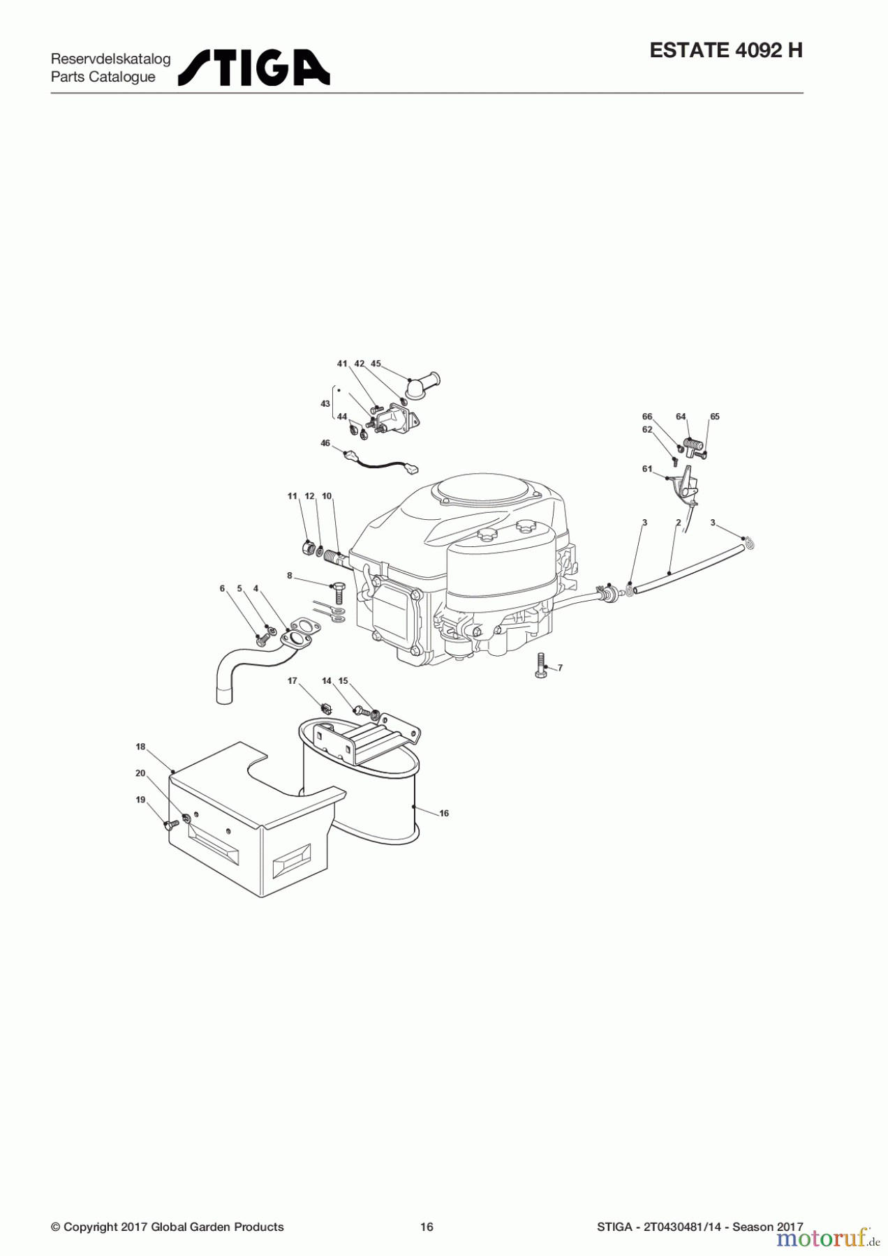 Stiga Aufsitzmäher Baujahr 2017 ESTATE 4092 H 2T0430481/14 - Season 2017 Engine - GGP