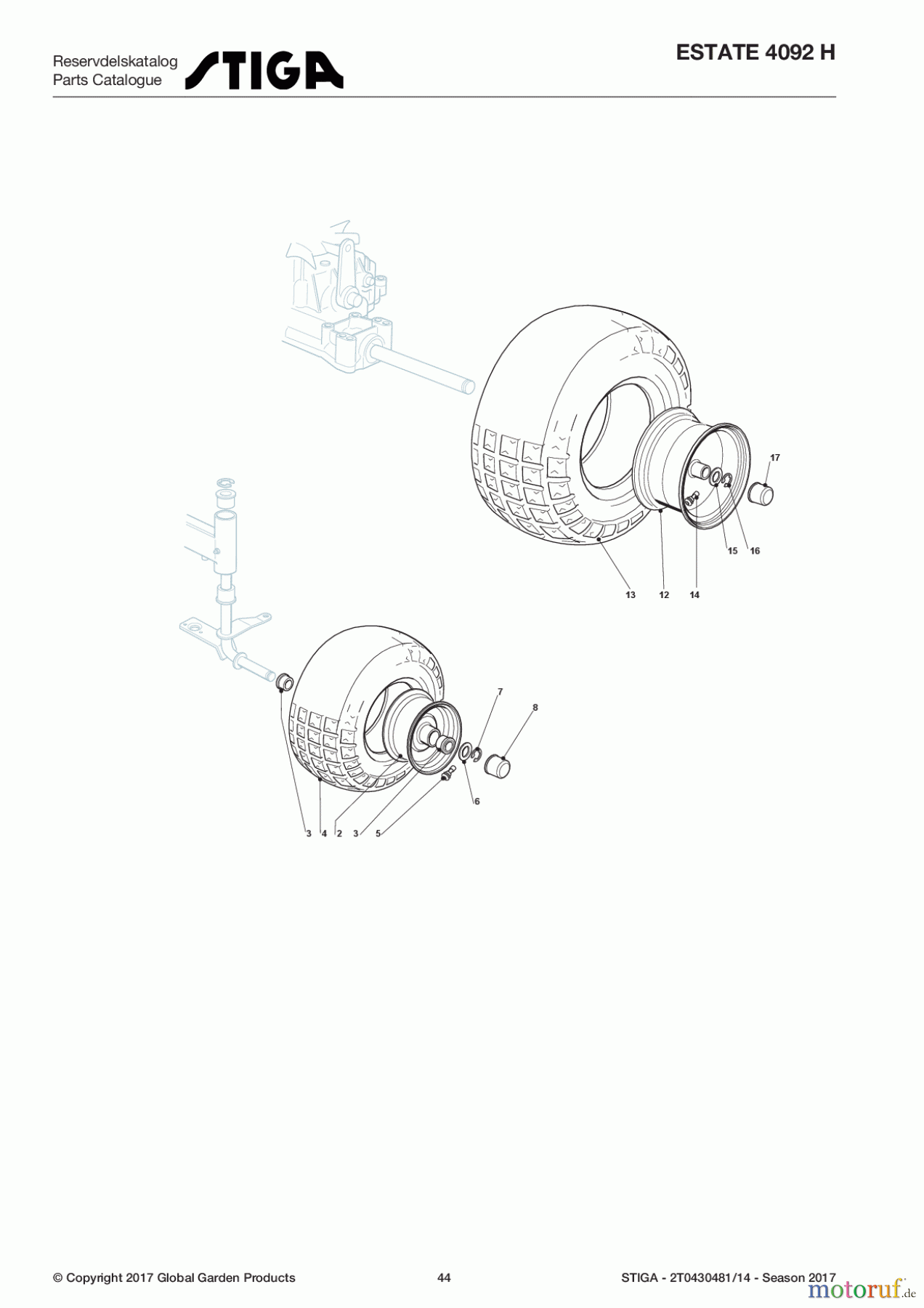 Stiga Aufsitzmäher Baujahr 2017 ESTATE 4092 H 2T0430481/14 - Season 2017 Wheels