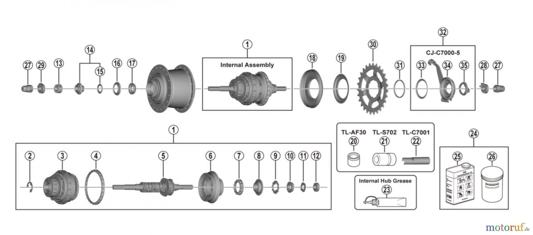 Shimano SG Getriebenabe /Nabenschaltung SG-C7000-5D (-4450B) Shimano NEXUS 5-speed E-Bike Dedicated Mechanical Internal Hub