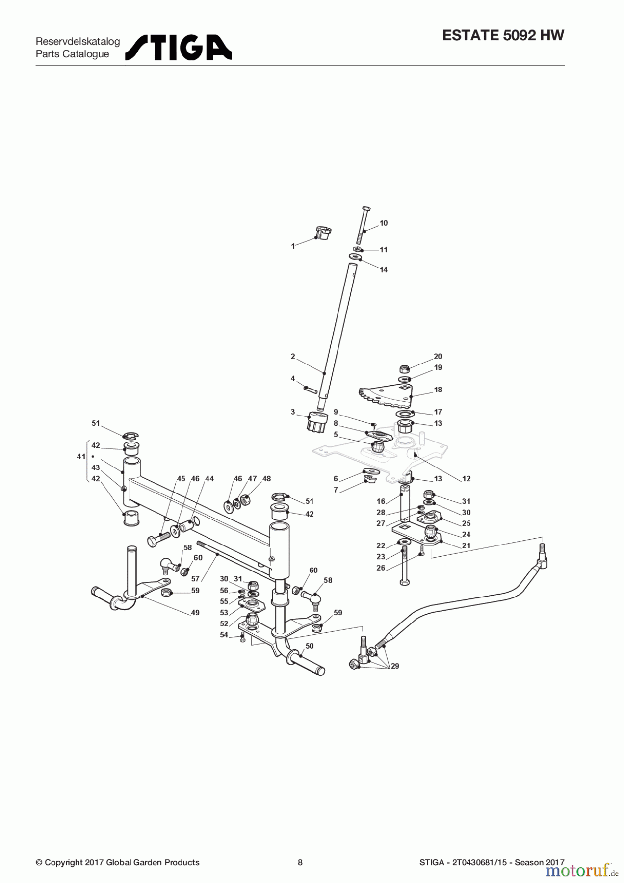 Stiga Aufsitzmäher Baujahr 2017 ESTATE 5092 HW 2T0430681/15 - Season 2017 Steering
