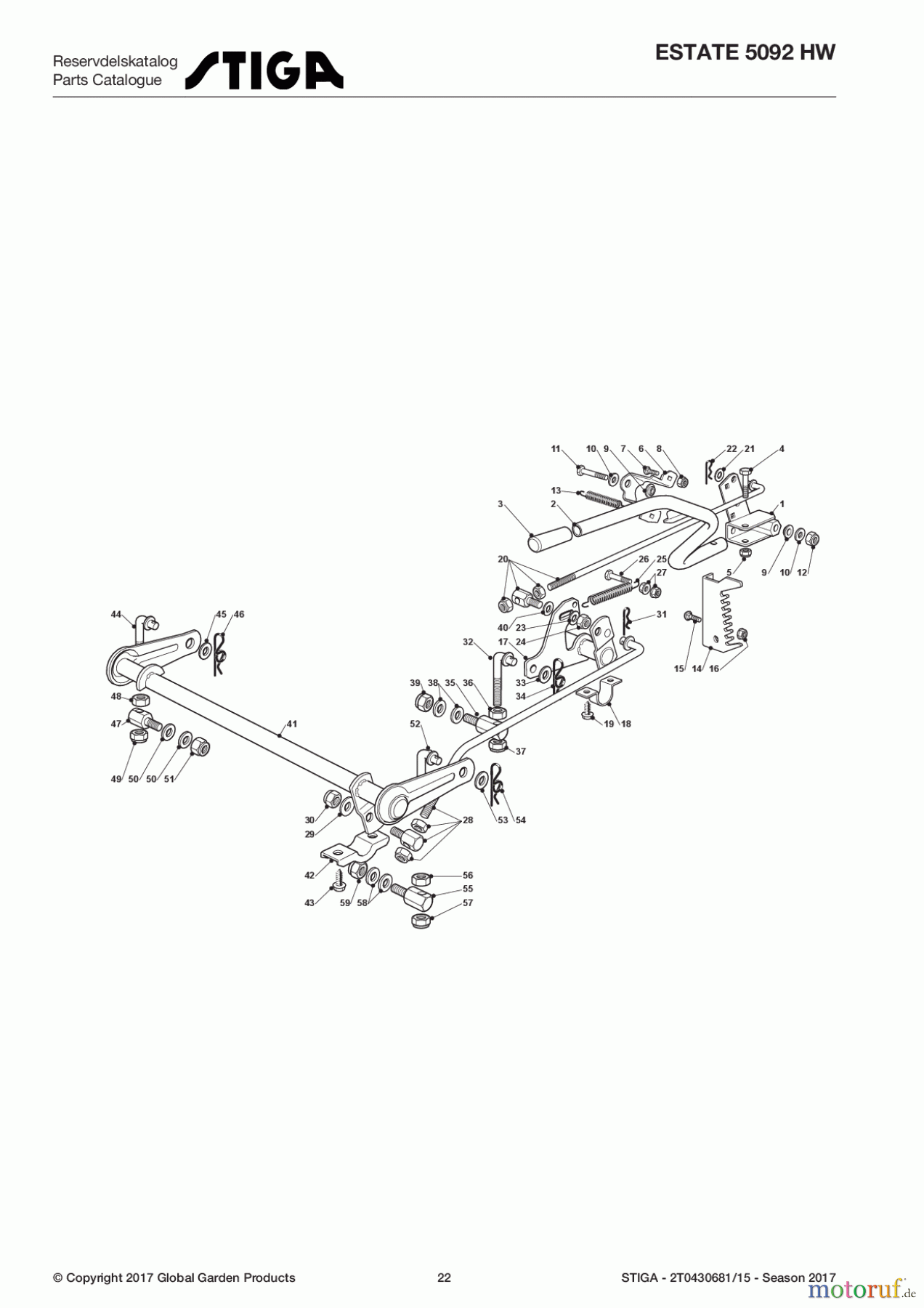 Stiga Aufsitzmäher Baujahr 2017 ESTATE 5092 HW 2T0430681/15 - Season 2017 Cutting Plate Lifting