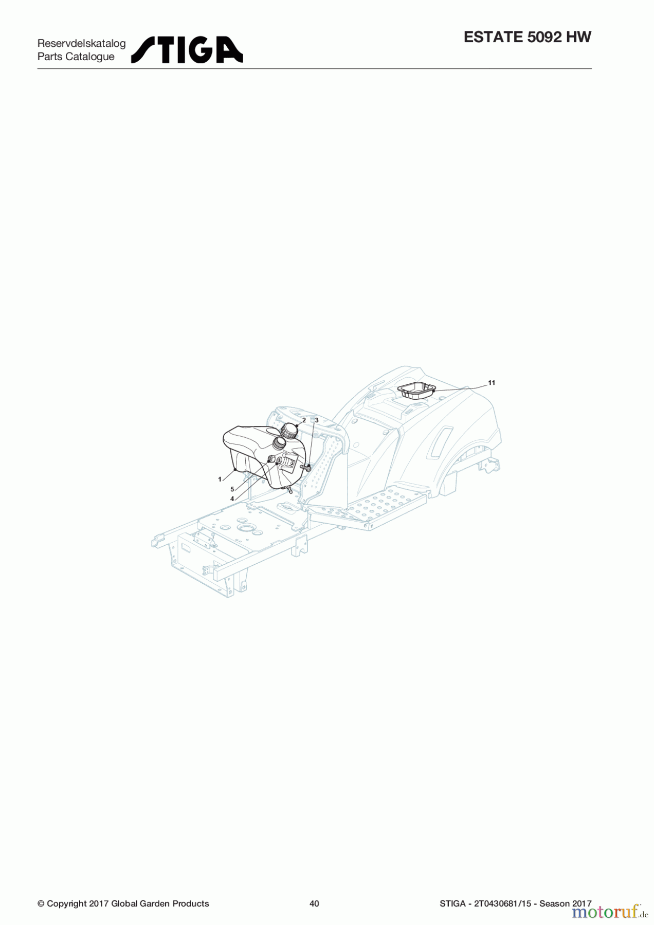 Stiga Aufsitzmäher Baujahr 2017 ESTATE 5092 HW 2T0430681/15 - Season 2017 Tank
