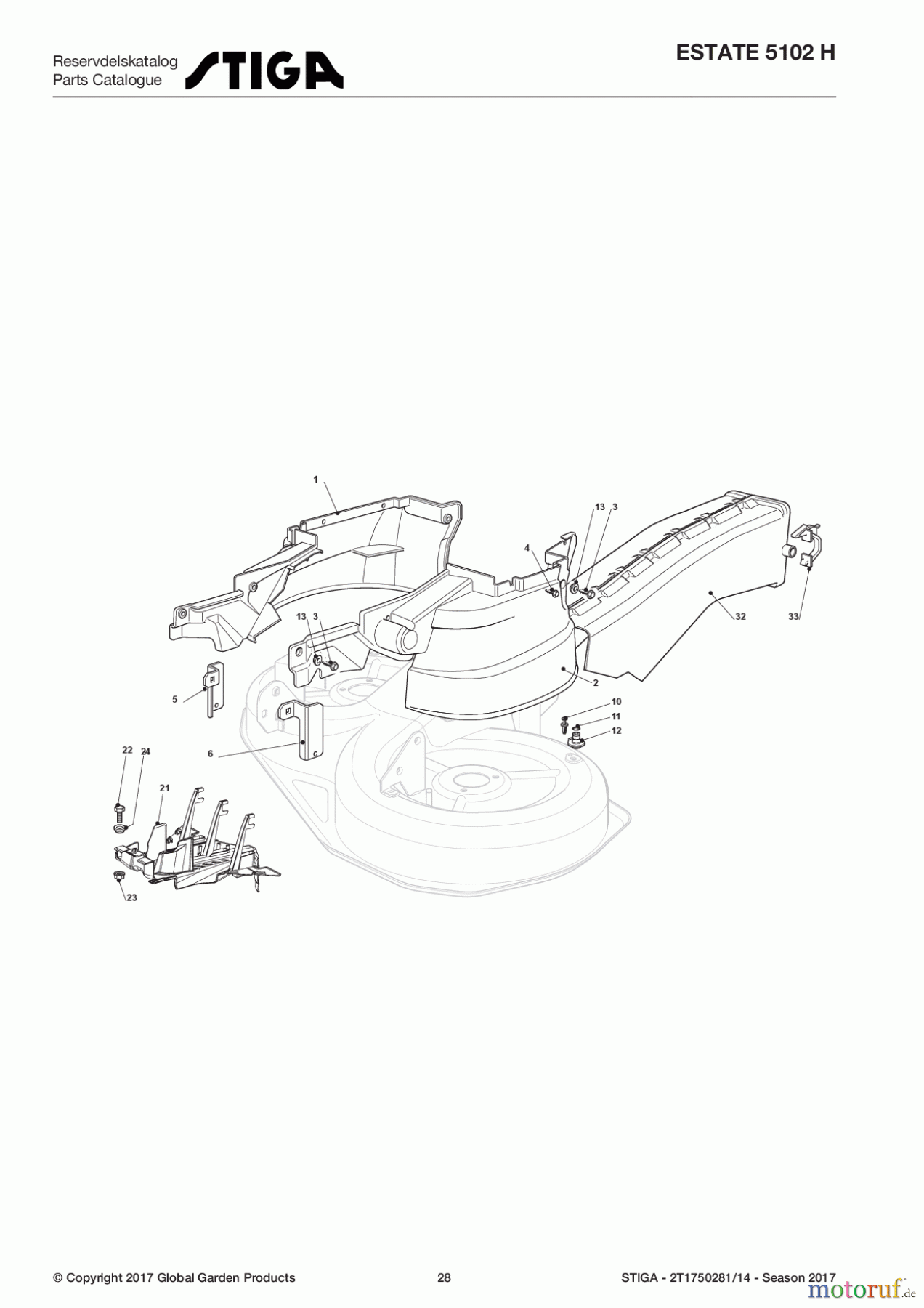 Stiga Aufsitzmäher Baujahr 2017 ESTATE 5102 H 2T1750281/14 - Season 2017 Guards And Conveyor