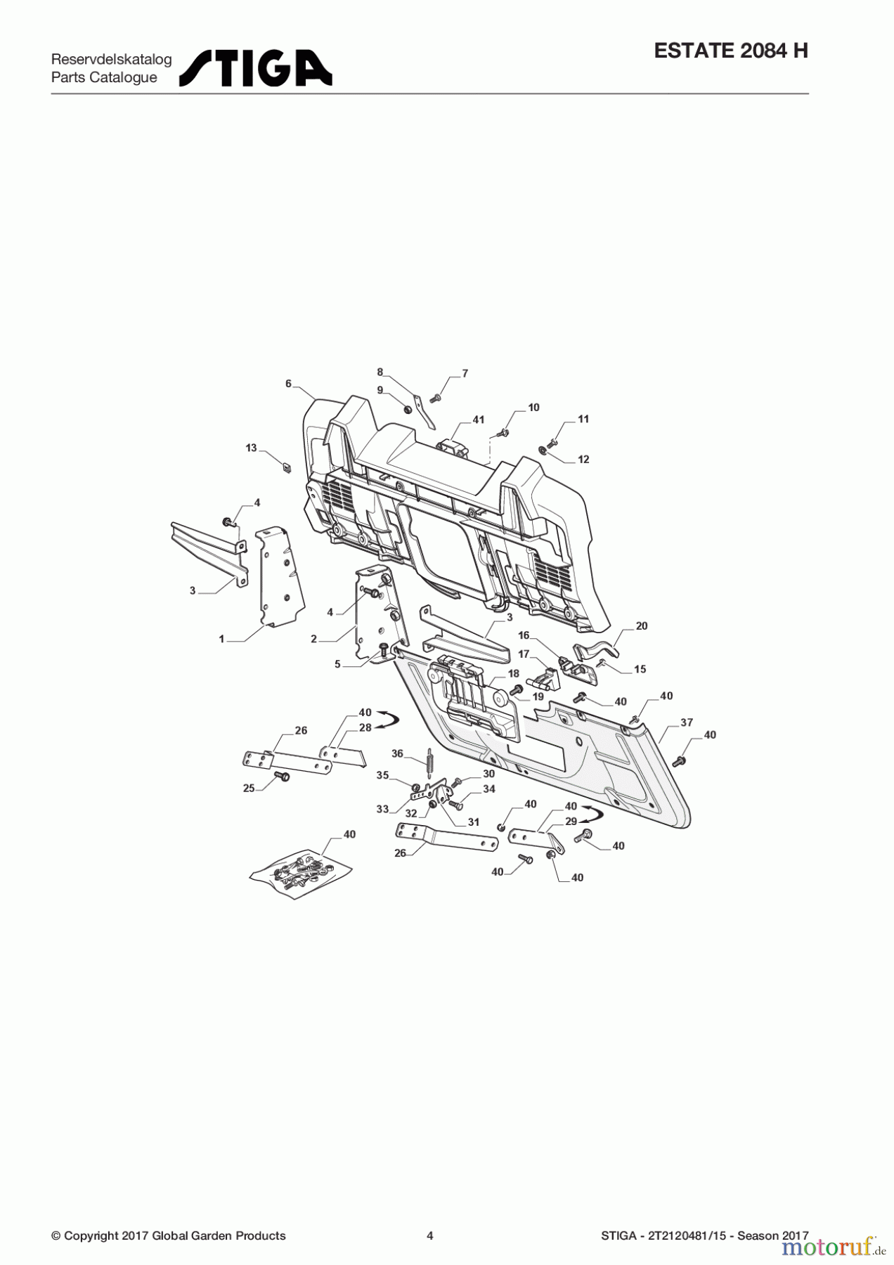  Stiga Aufsitzmäher Baujahr 2017 ESTATE 2084 H 2T2120481/15 - Season 2017 Chassis