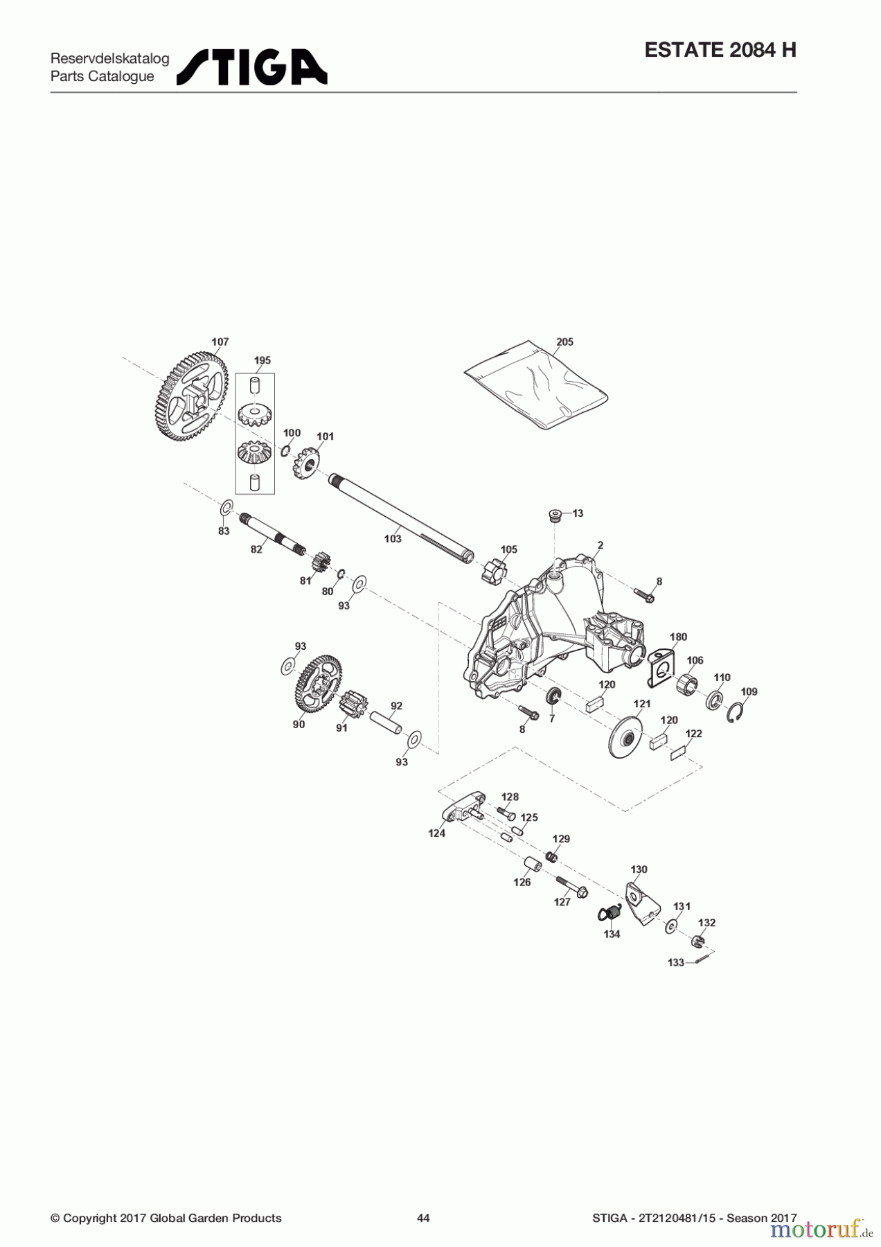 Stiga Aufsitzmäher Baujahr 2017 ESTATE 2084 H 2T2120481/15 - Season 2017 Transmission