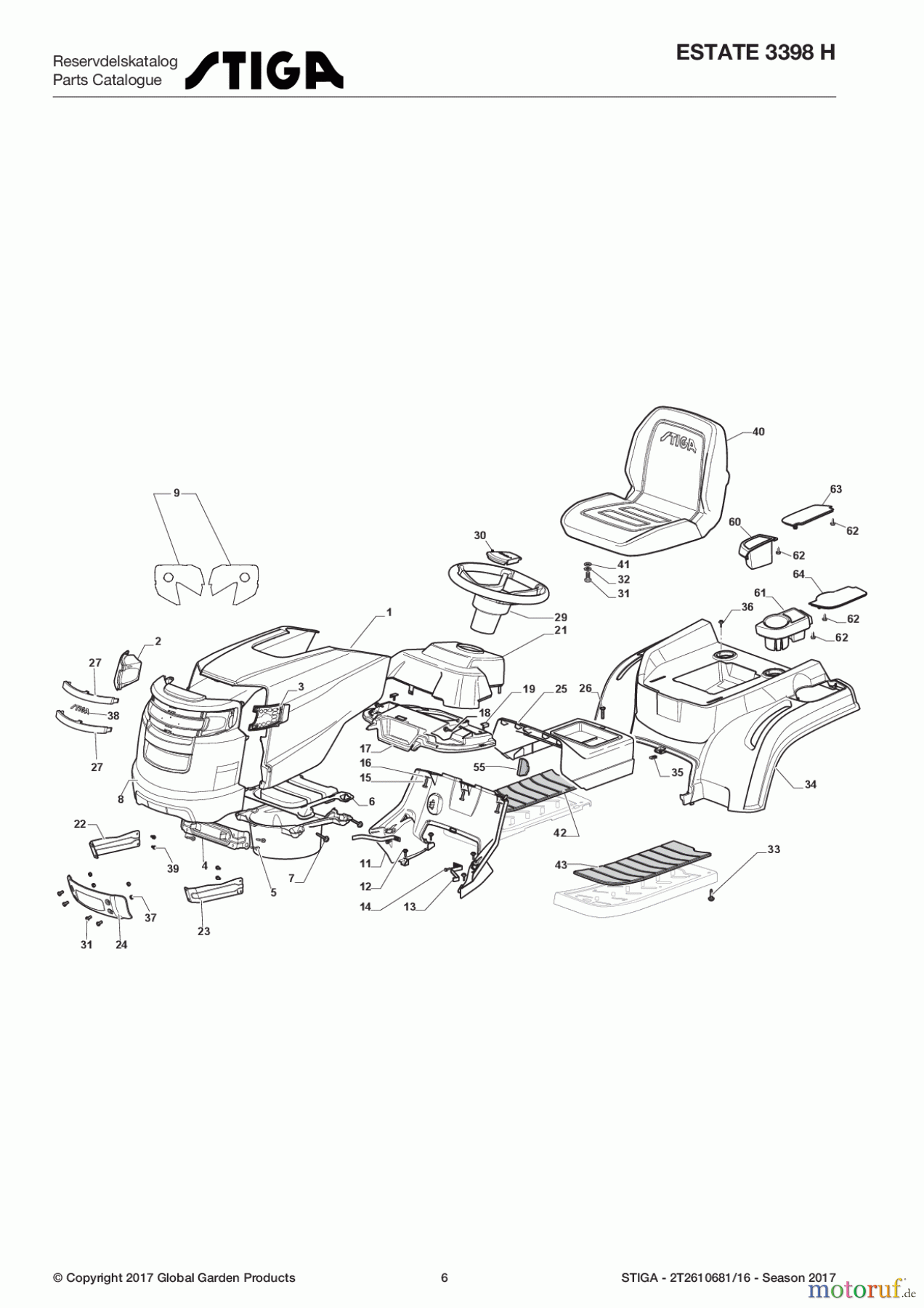 Stiga Aufsitzmäher Baujahr 2017 ESTATE 3398 H 2T2610681/16 - Season 2017 Body