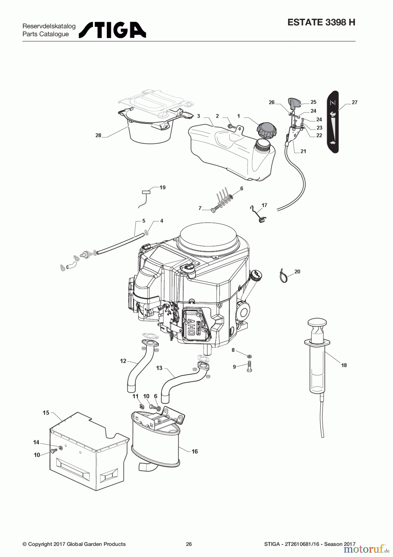 Stiga Aufsitzmäher Baujahr 2017 ESTATE 3398 H 2T2610681/16 - Season 2017 Engine - Kawasaki