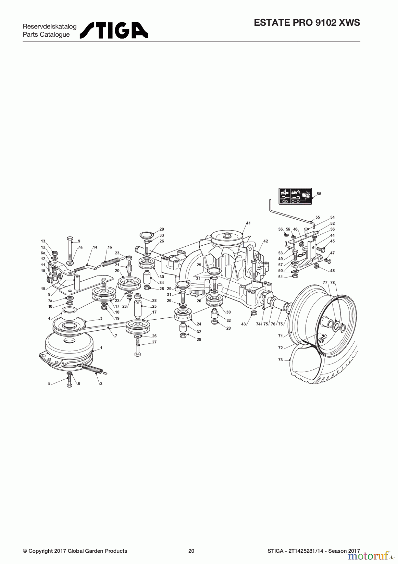Stiga Aufsitzmäher Baujahr 2017 ESTATE PRO 9102 XWS 2T1425281/14 - Season 2017 Transmission Ass.Y