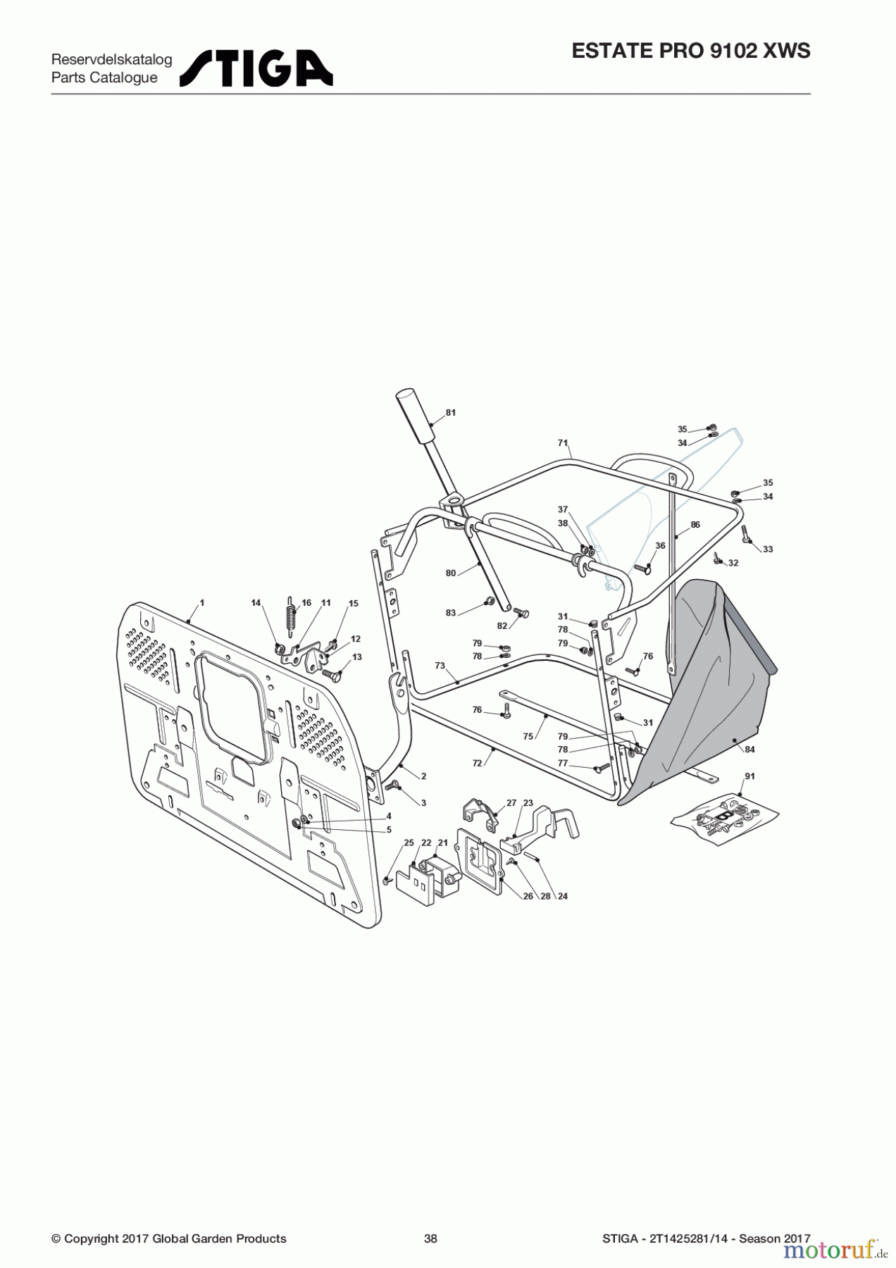 Stiga Aufsitzmäher Baujahr 2017 ESTATE PRO 9102 XWS 2T1425281/14 - Season 2017 Grasscatcher