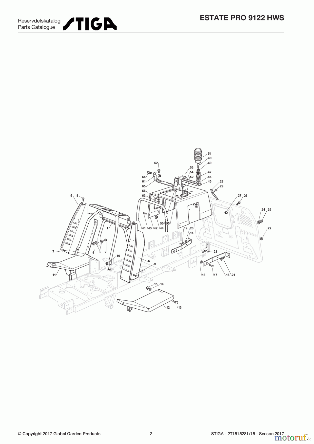 Stiga Aufsitzmäher Baujahr 2017 ESTATE PRO 9122 HWS 2T1515281/15 - Season 2017 Chassis