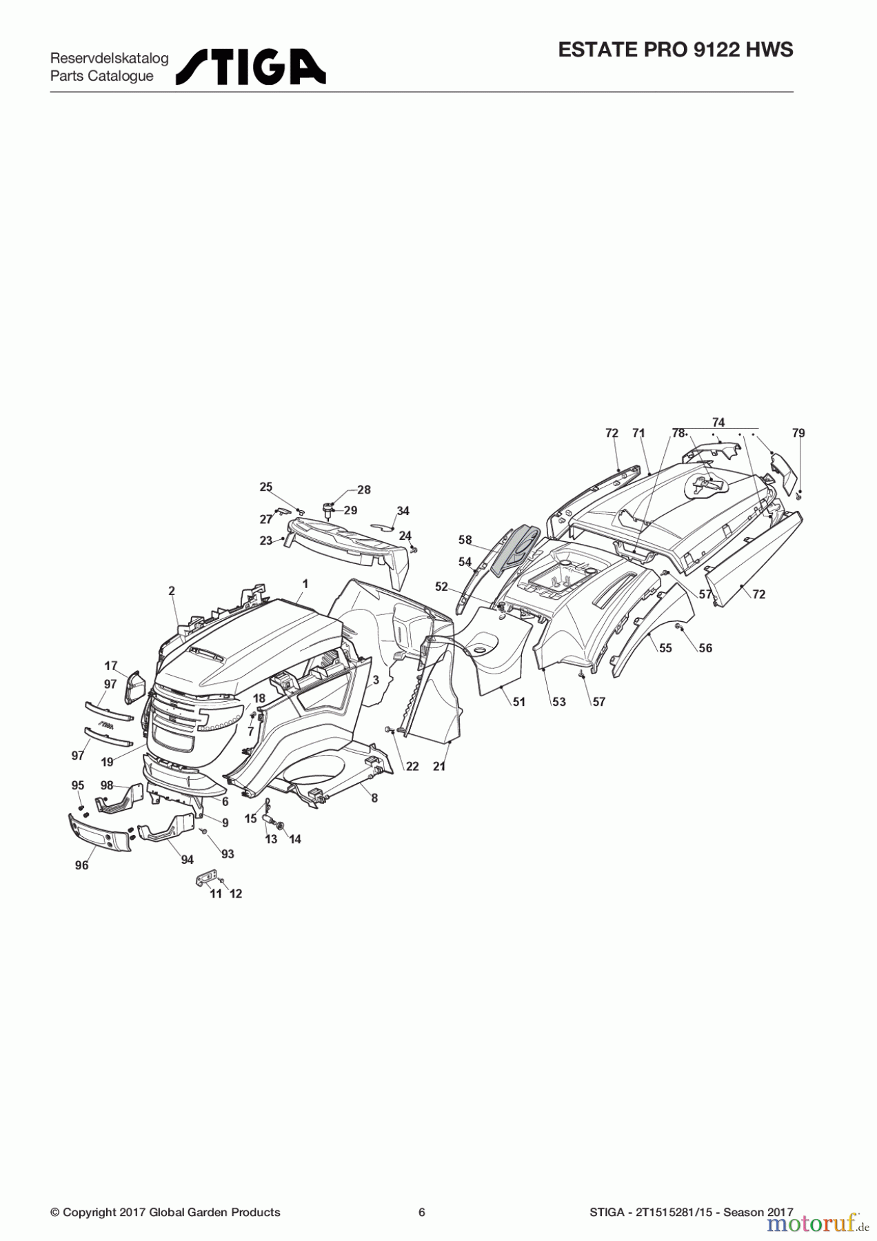 Stiga Aufsitzmäher Baujahr 2017 ESTATE PRO 9122 HWS 2T1515281/15 - Season 2017 Body