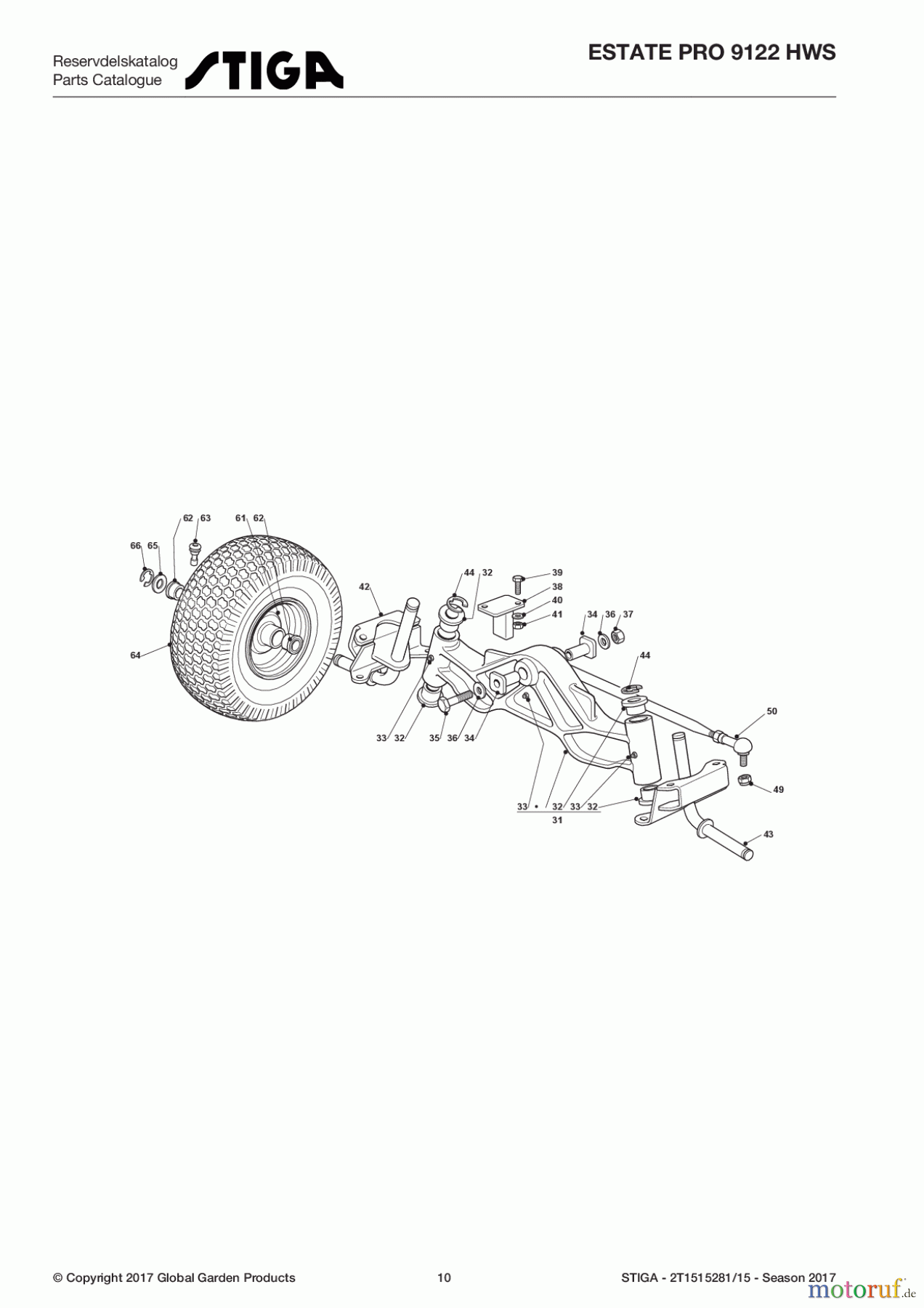 Stiga Aufsitzmäher Baujahr 2017 ESTATE PRO 9122 HWS 2T1515281/15 - Season 2017 Steering