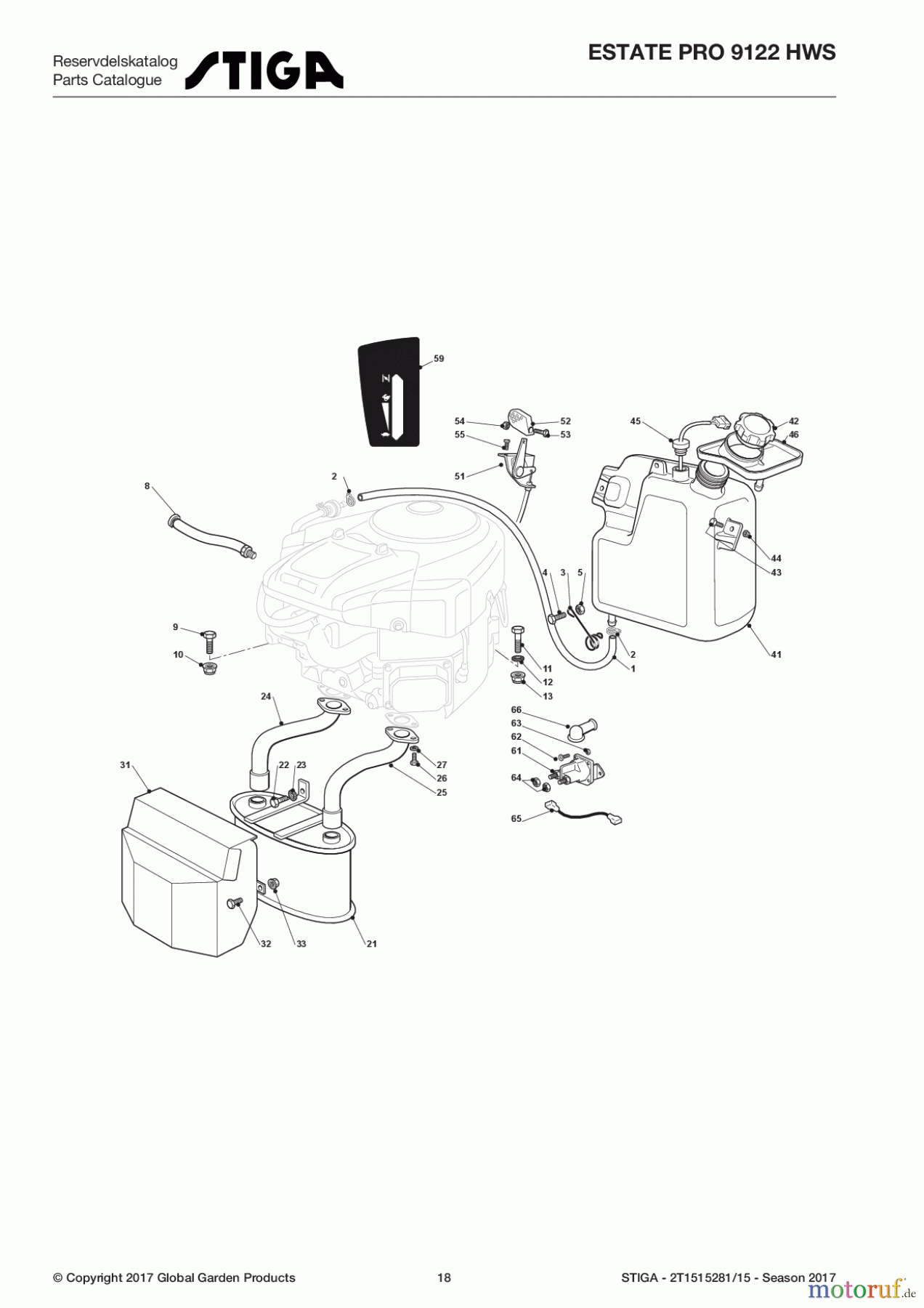 Stiga Aufsitzmäher Baujahr 2017 ESTATE PRO 9122 HWS 2T1515281/15 - Season 2017 Engine - B&S