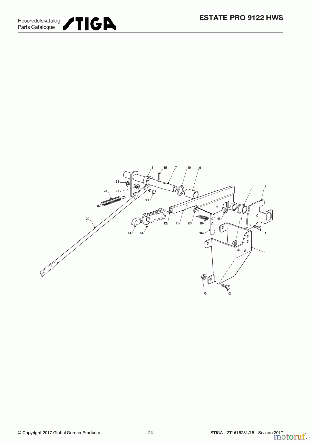 Stiga Aufsitzmäher Baujahr 2017 ESTATE PRO 9122 HWS 2T1515281/15 - Season 2017 Cutting Plate Lifting