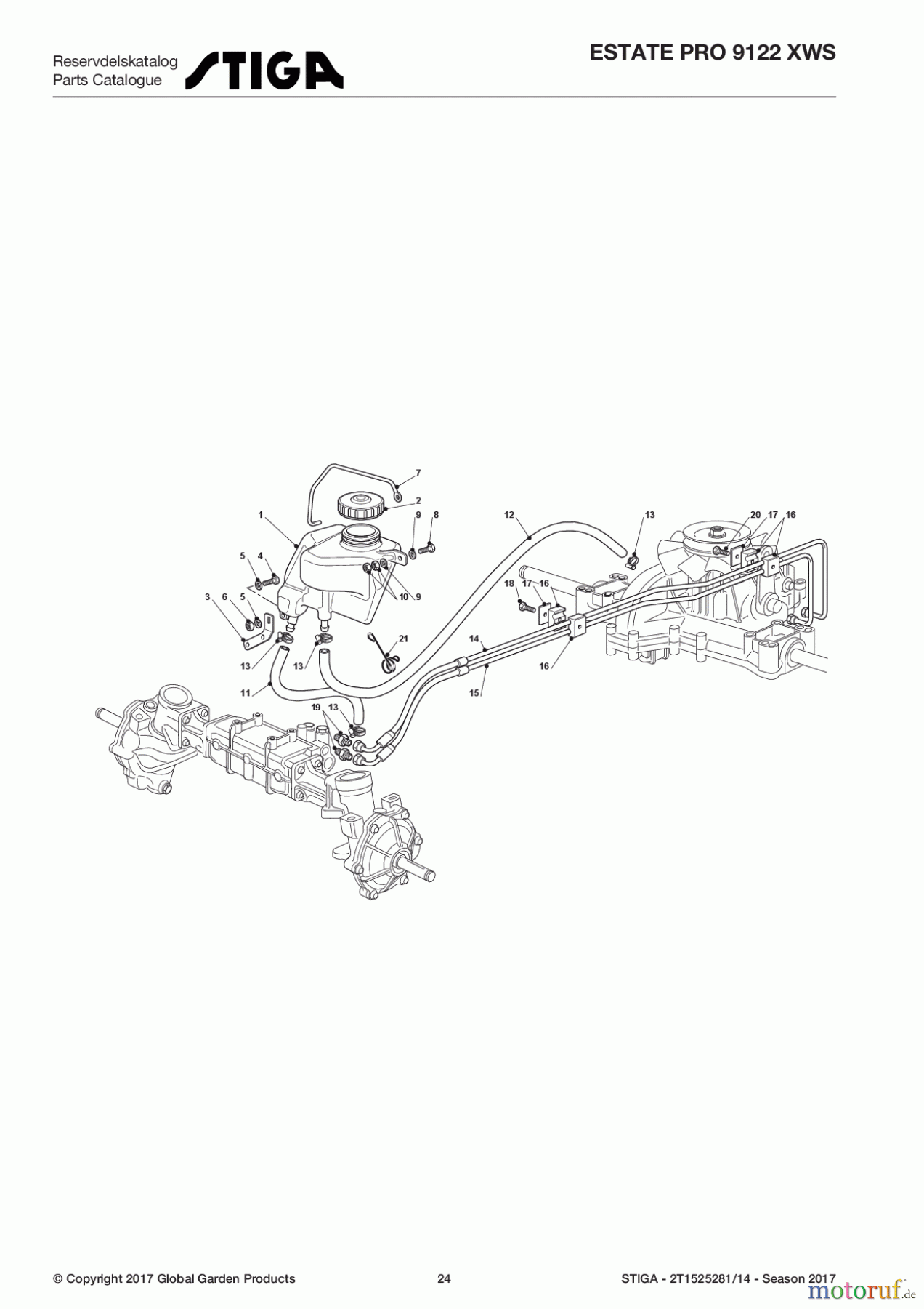 Stiga Aufsitzmäher Baujahr 2017 ESTATE PRO 9122 XWS ESTATE PRO 9122 XWS Transmission Ass.Y