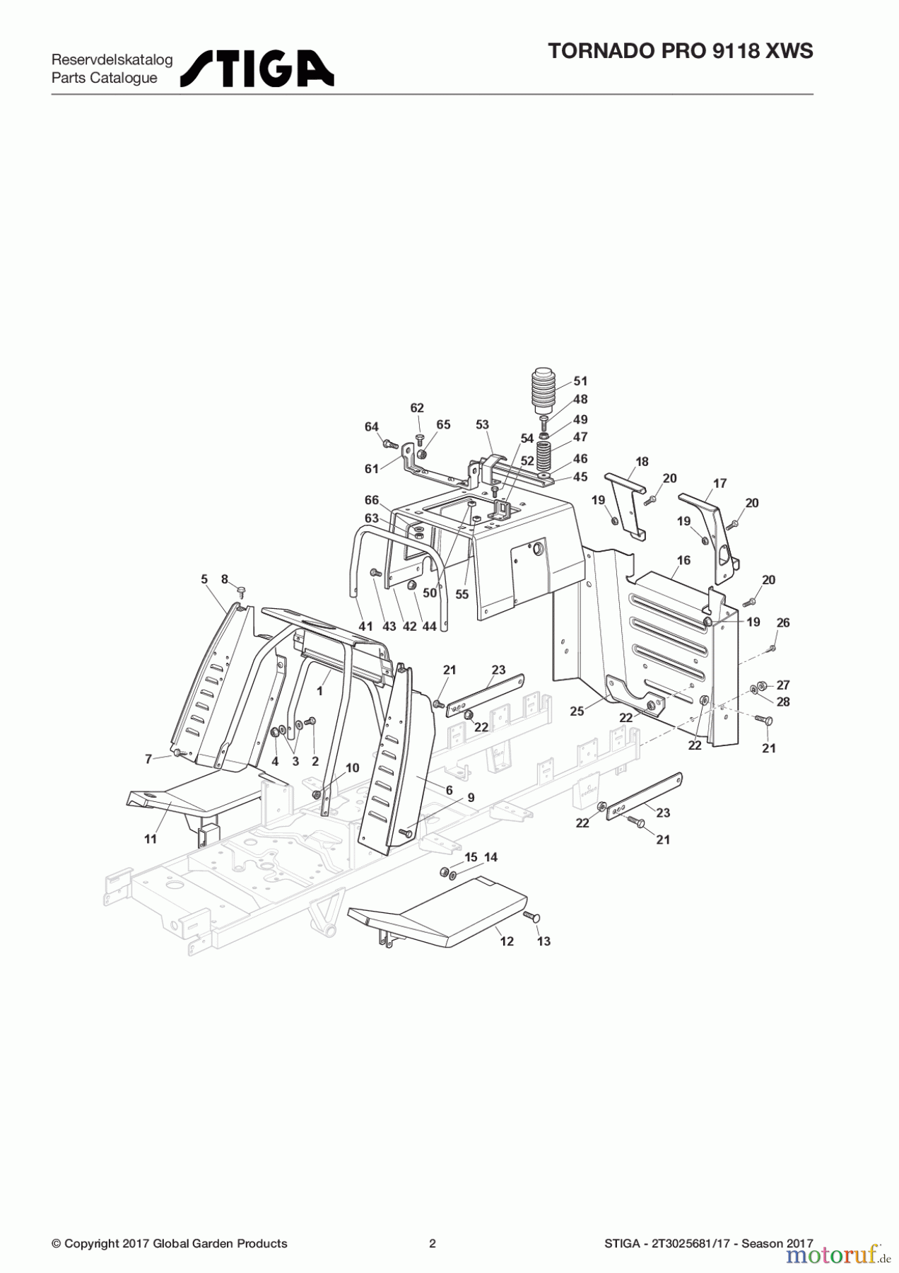 Stiga Aufsitzmäher Baujahr 2017 TORNADO PRO 9118 XWS 2T3025681/17 - Season 2017 Chassis