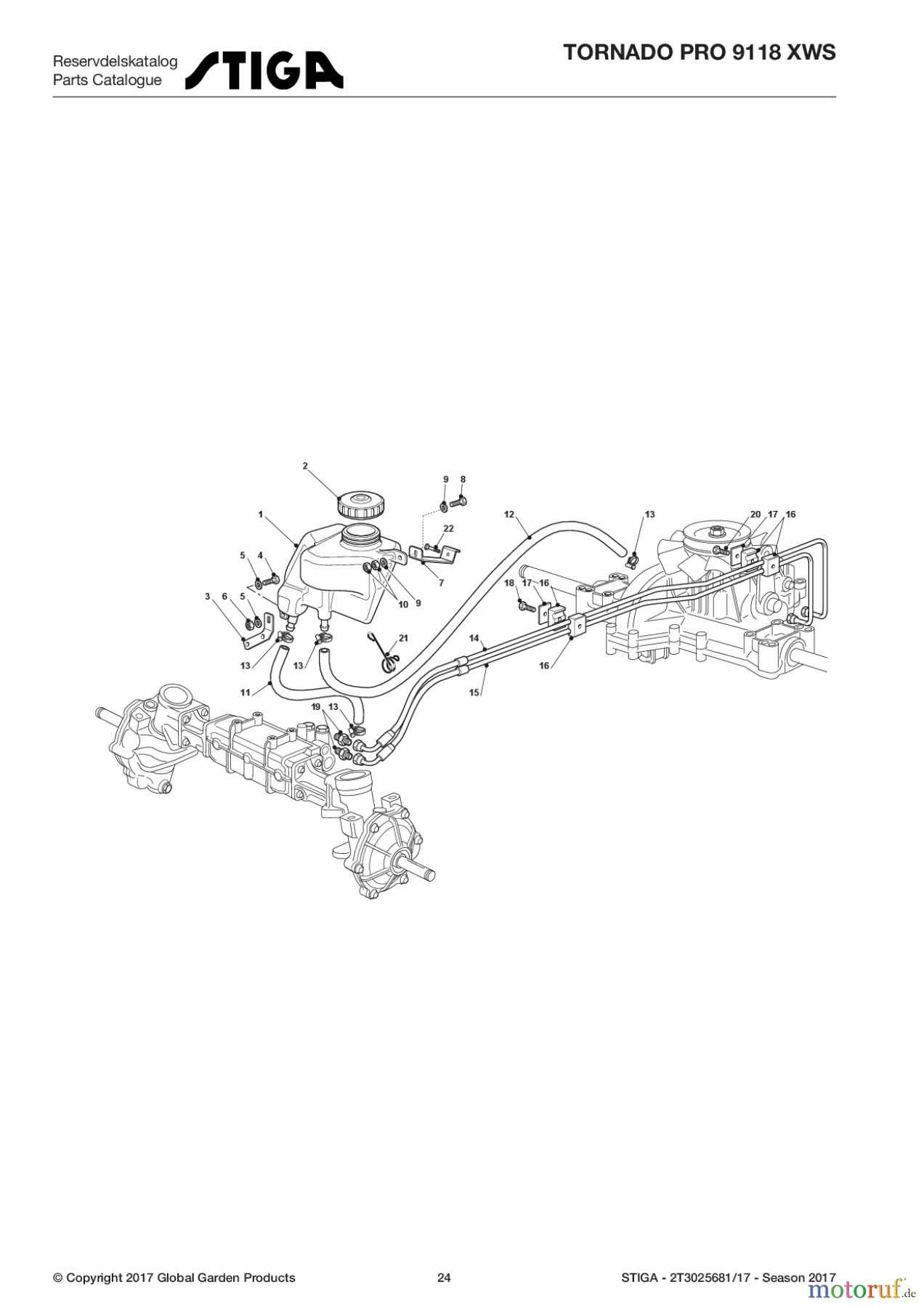 Stiga Aufsitzmäher Baujahr 2017 TORNADO PRO 9118 XWS 2T3025681/17 - Season 2017 Transmission Ass.Y