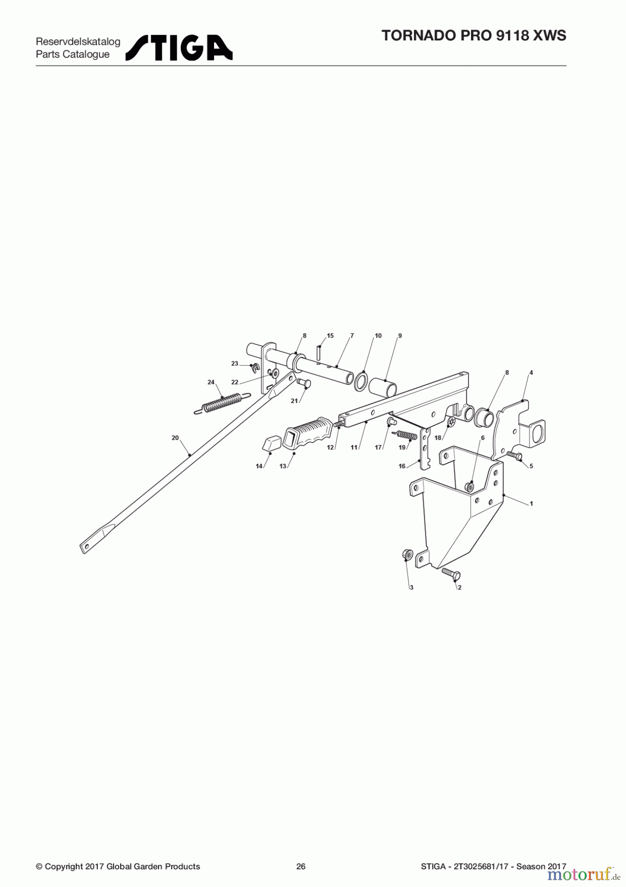 Stiga Aufsitzmäher Baujahr 2017 TORNADO PRO 9118 XWS 2T3025681/17 - Season 2017 Cutting Plate Lifting