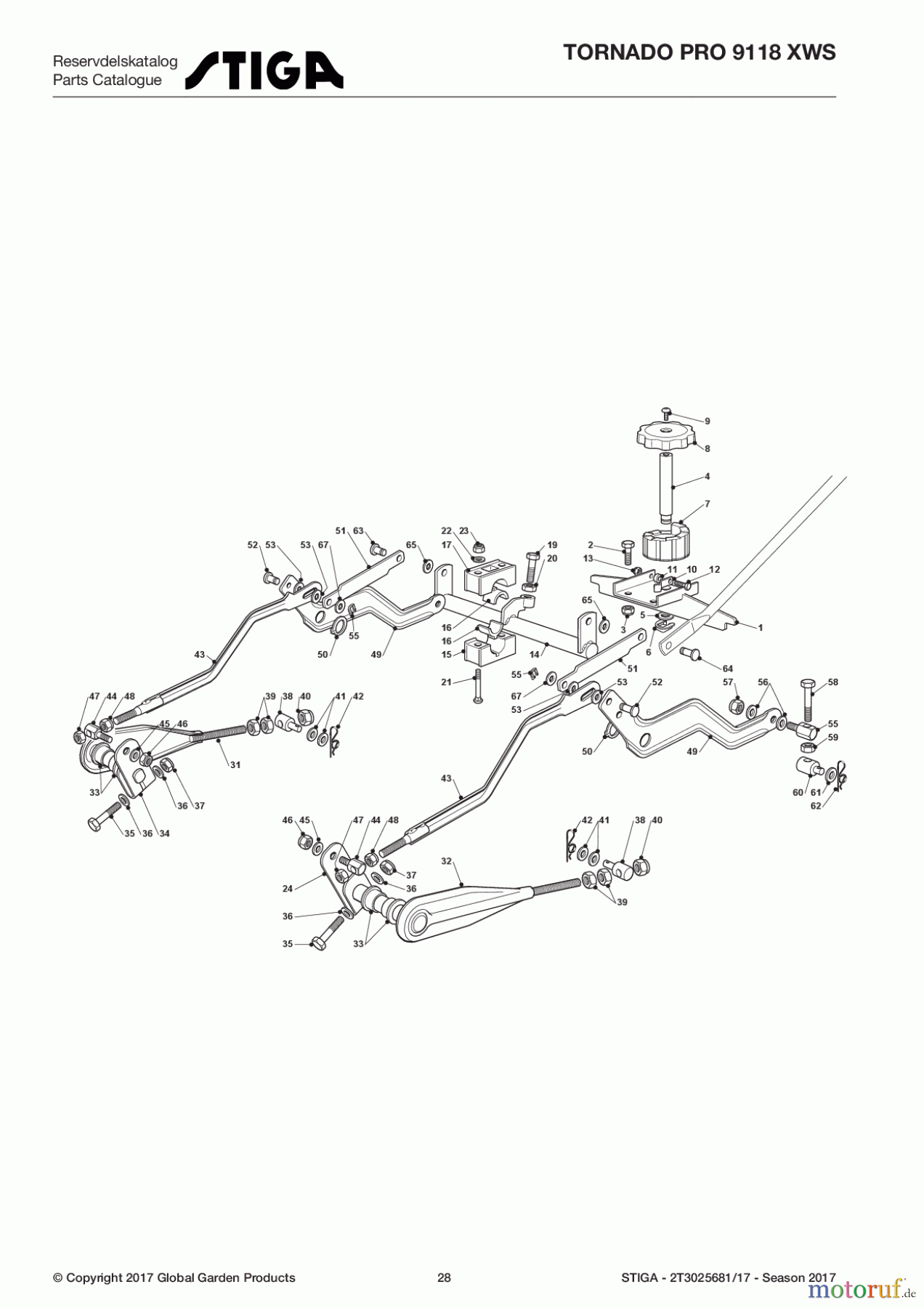 Stiga Aufsitzmäher Baujahr 2017 TORNADO PRO 9118 XWS 2T3025681/17 - Season 2017 Cutting Plate Lifting