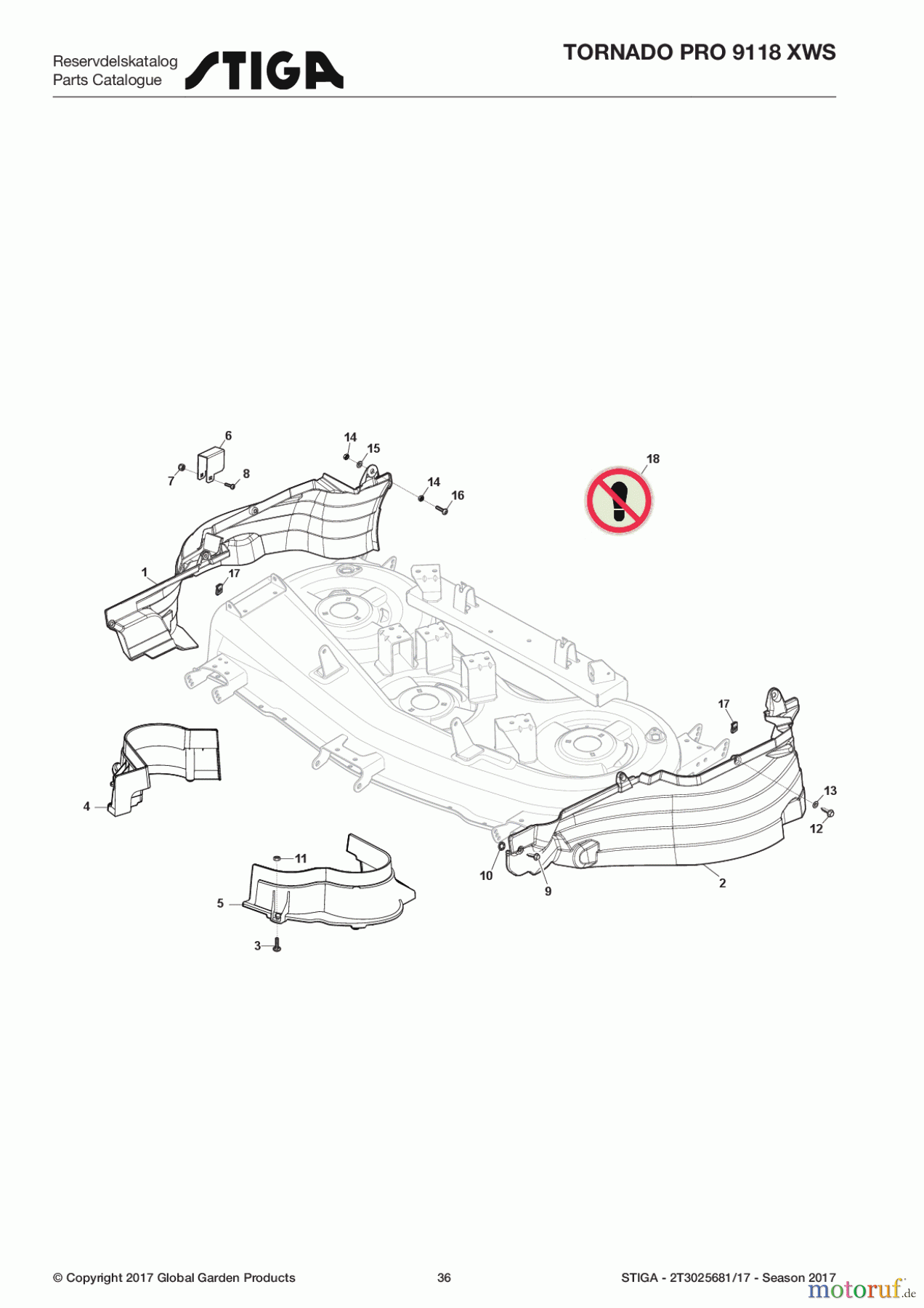 Stiga Aufsitzmäher Baujahr 2017 TORNADO PRO 9118 XWS 2T3025681/17 - Season 2017 Guards