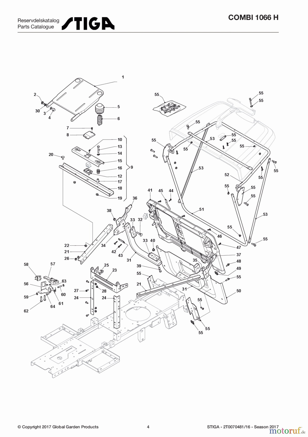 Stiga Aufsitzmäher Baujahr 2017 COMBI 1066 H 2T0070481/16 - Season 2017 Chassis