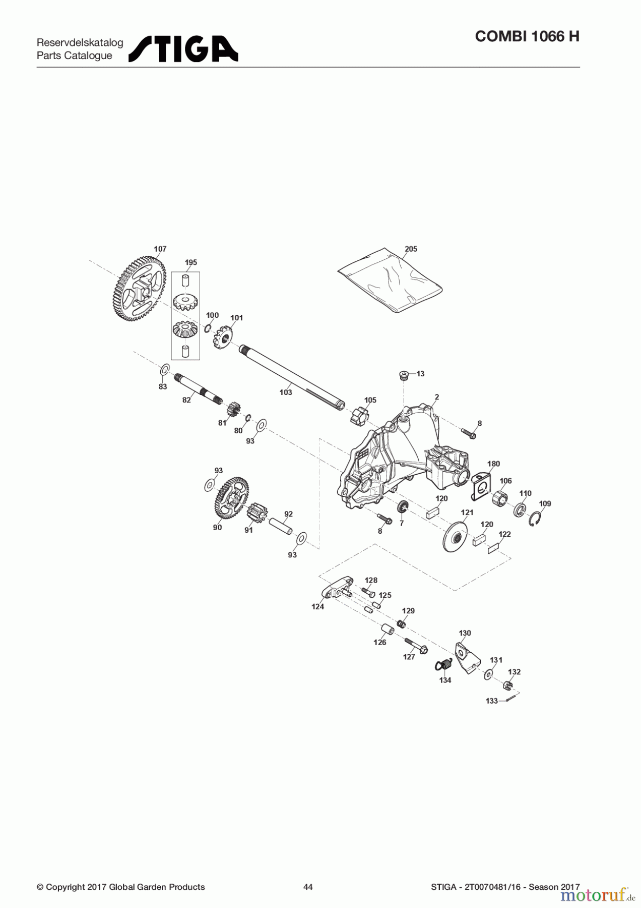 Stiga Aufsitzmäher Baujahr 2017 COMBI 1066 H 2T0070481/16 - Season 2017 Transmission
