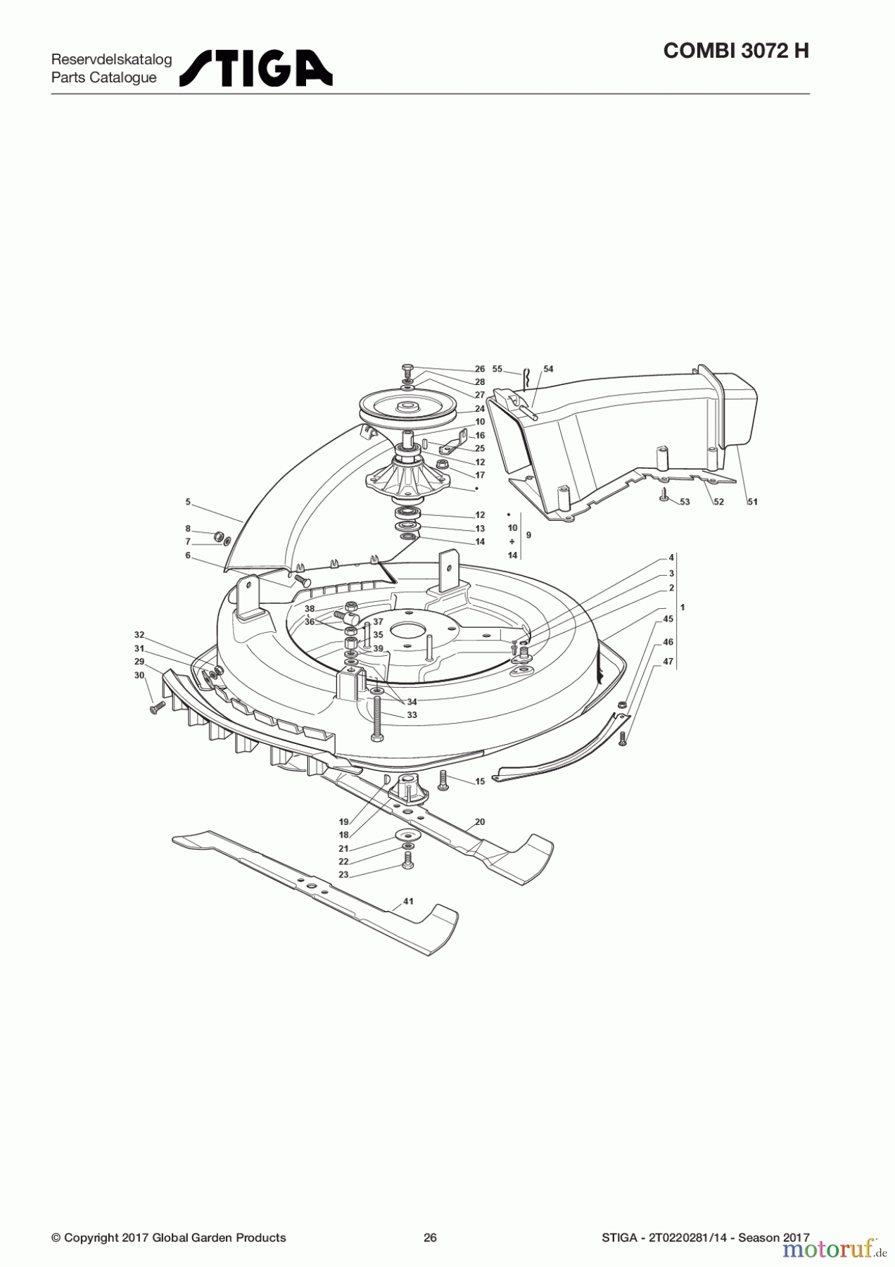 Stiga Aufsitzmäher Baujahr 2017 COMBI 3072 H 2T0220281/14 - Season 2017 Cutting Plate
