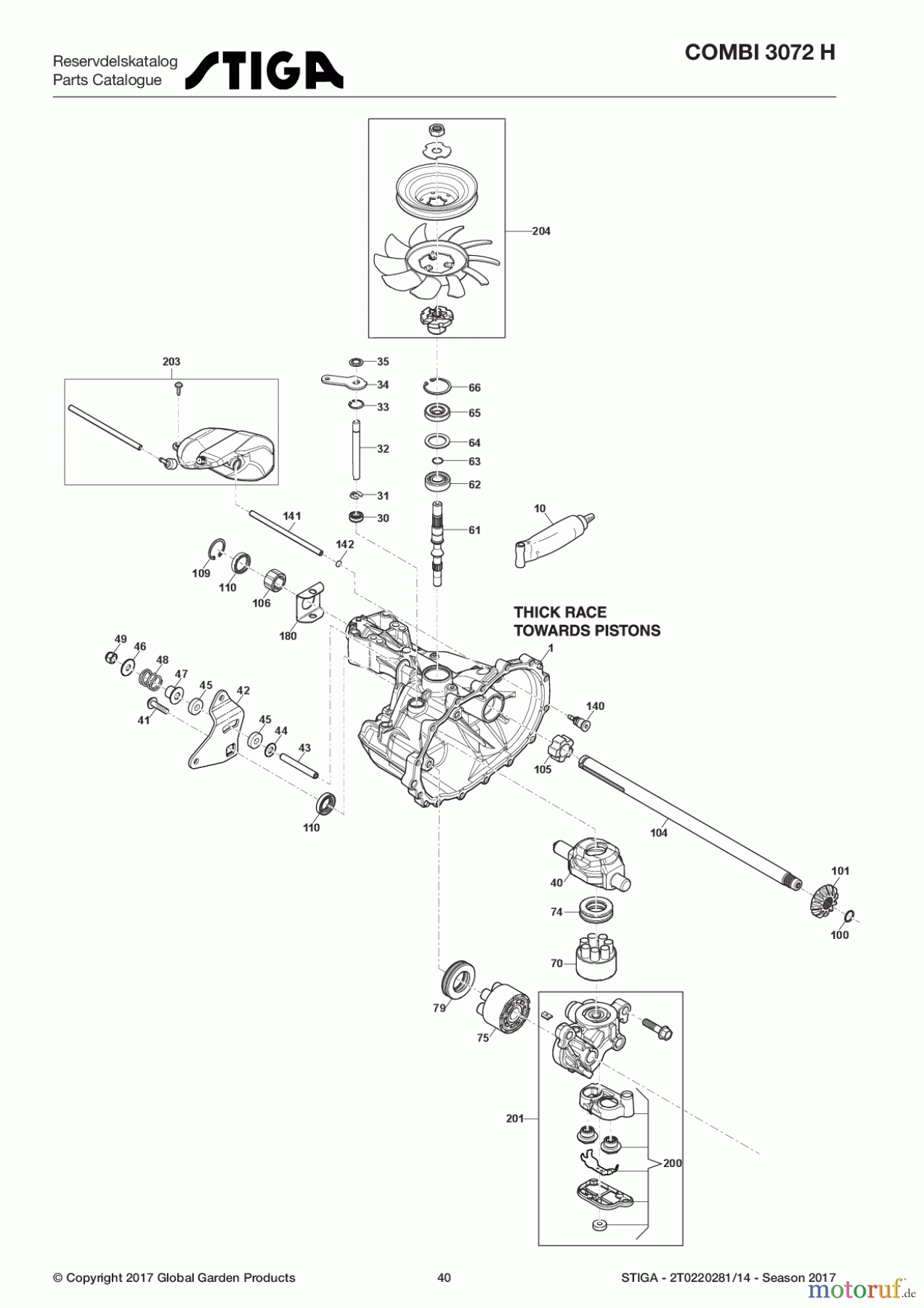 Stiga Aufsitzmäher Baujahr 2017 COMBI 3072 H 2T0220281/14 - Season 2017 Transmission