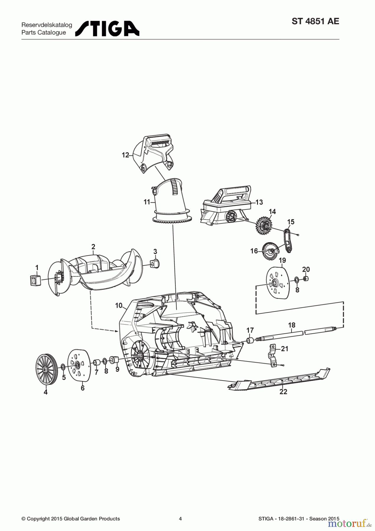Stiga Schneefräsen Baujahr 2017 Schneefräsen Akku 2017 ST 4851 AE 18-2861-31 - Season 2017 Housing