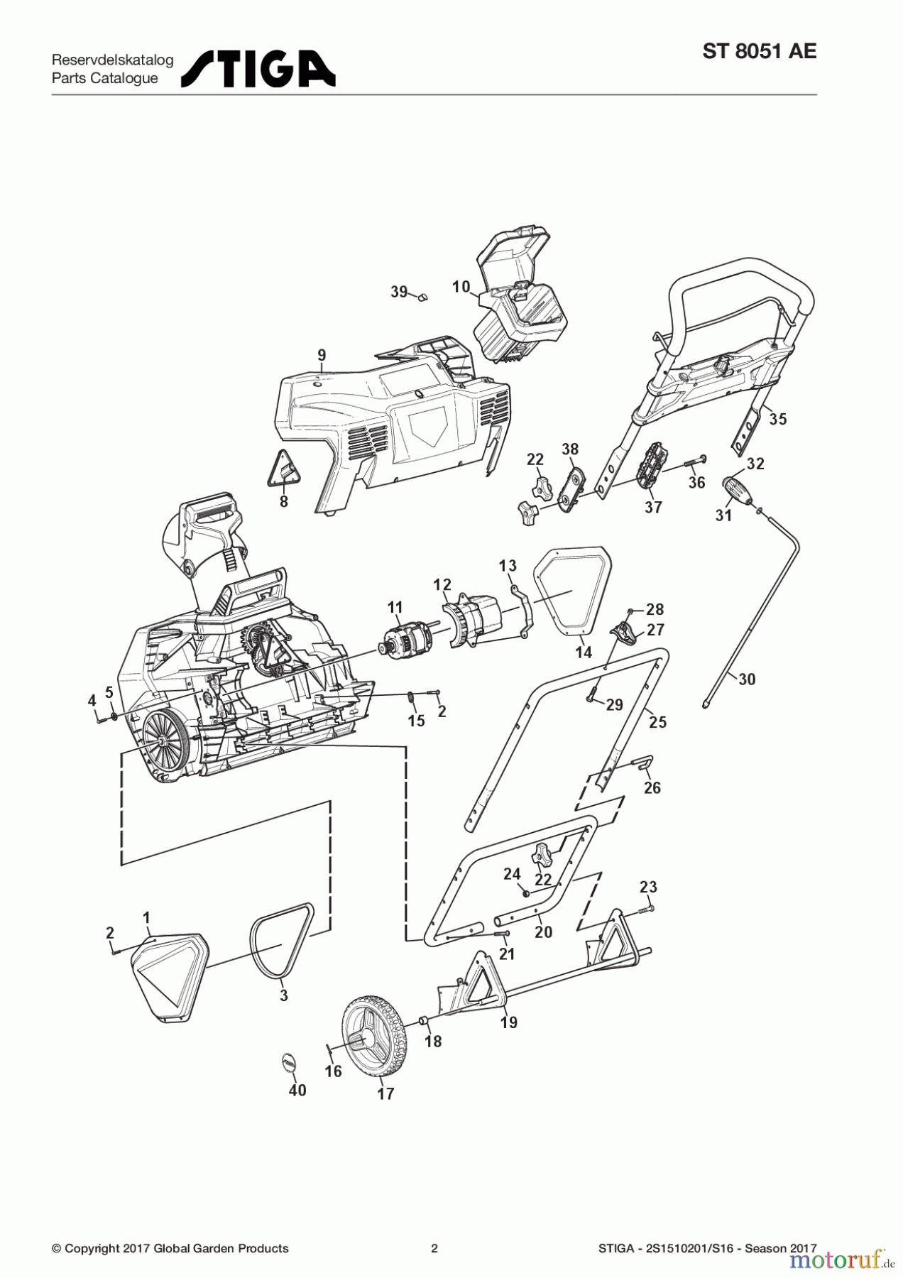 Stiga Schneefräsen Baujahr 2017 Schneefräsen Akku 2017 ST 8051 AE 2S1510201/S16 - Season 2017 Body